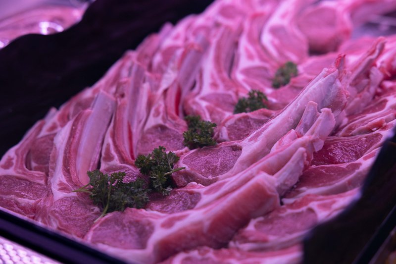 Meat in the display fridge - lamb cutlets