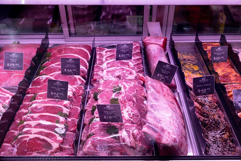 Meat in the display fridge - various