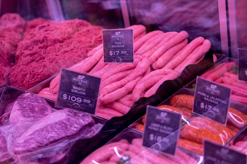 Meat in the display fridge - various