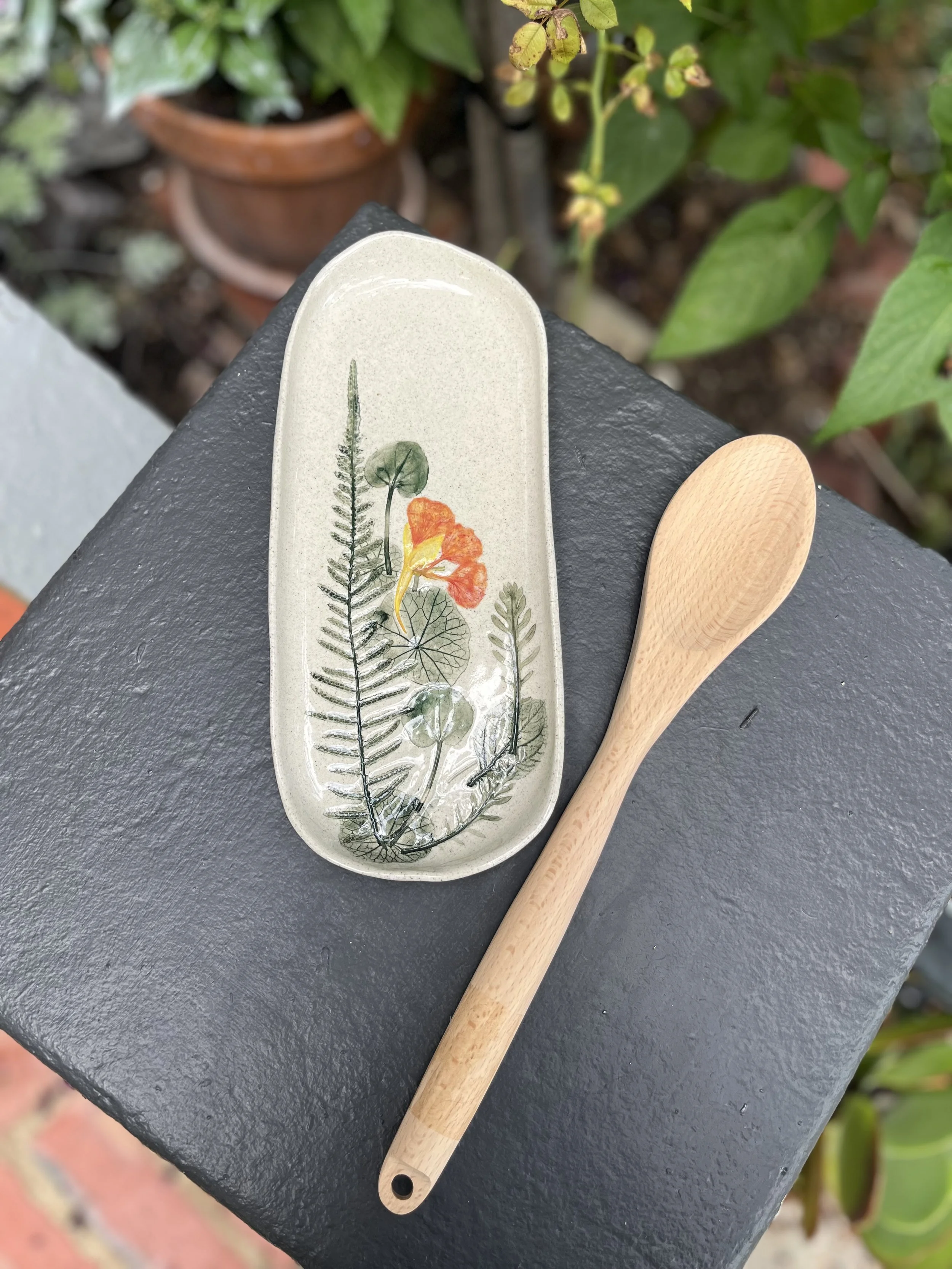 Long oval nasturtium garden platter