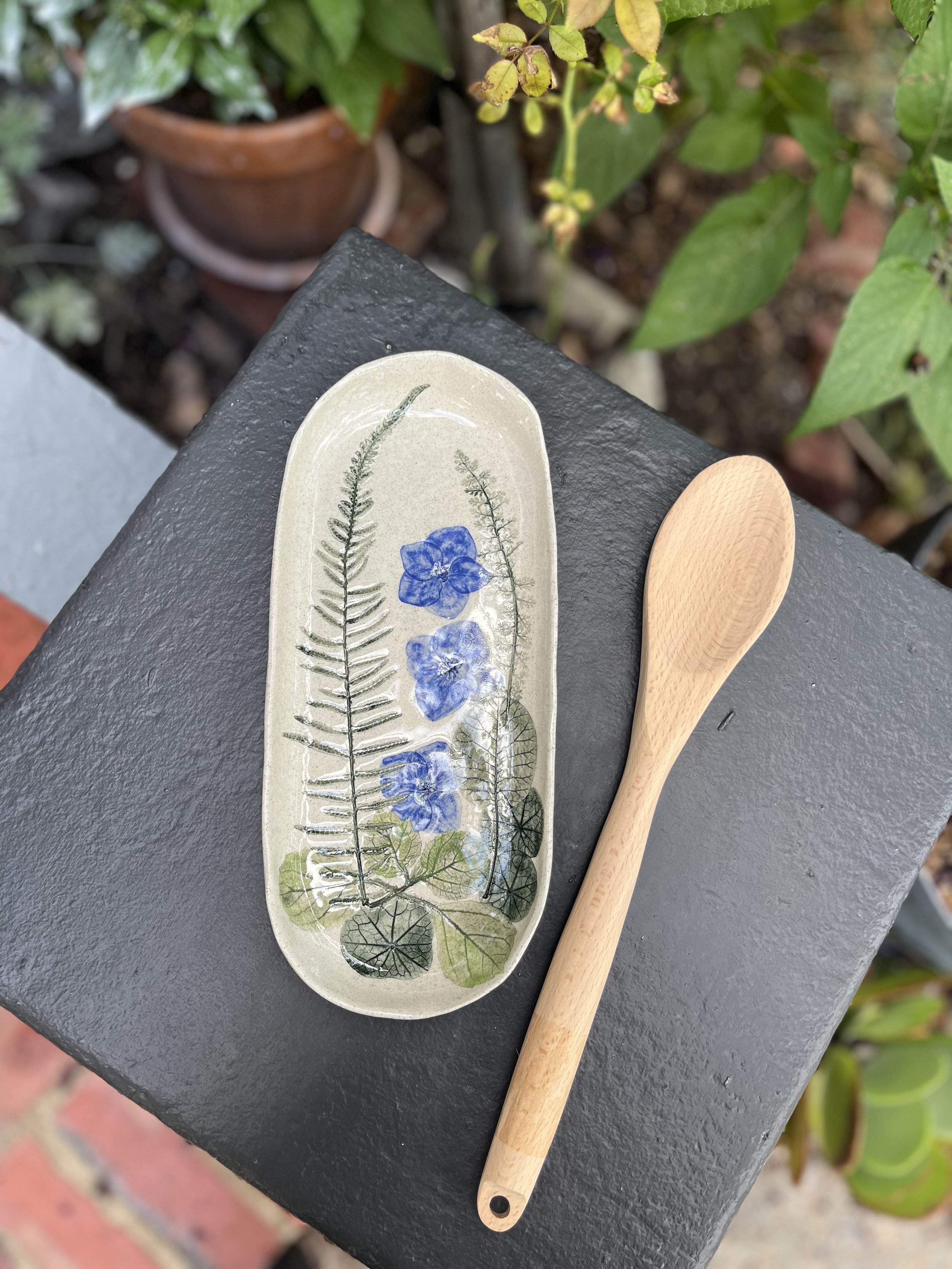 Long oval hydrangea garden platter