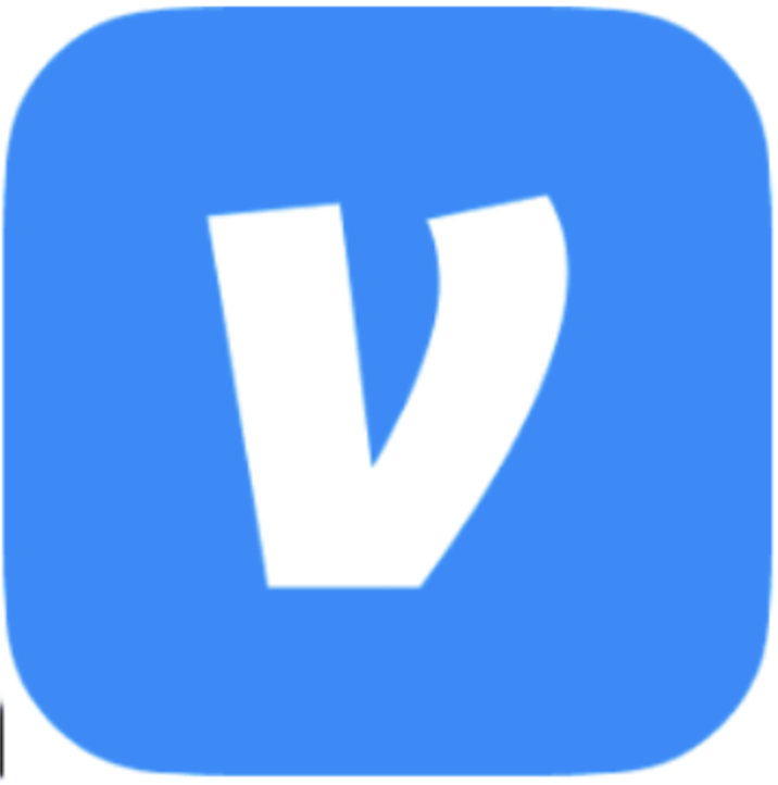Blue app icon with a white 'V' in the center.