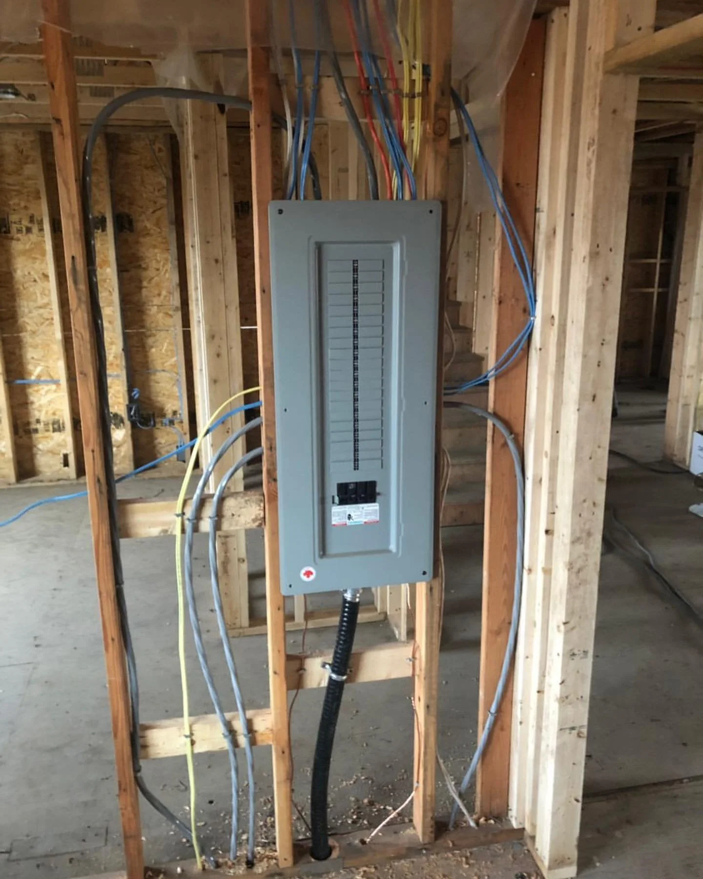 Electrical rough-in work inside a custom home