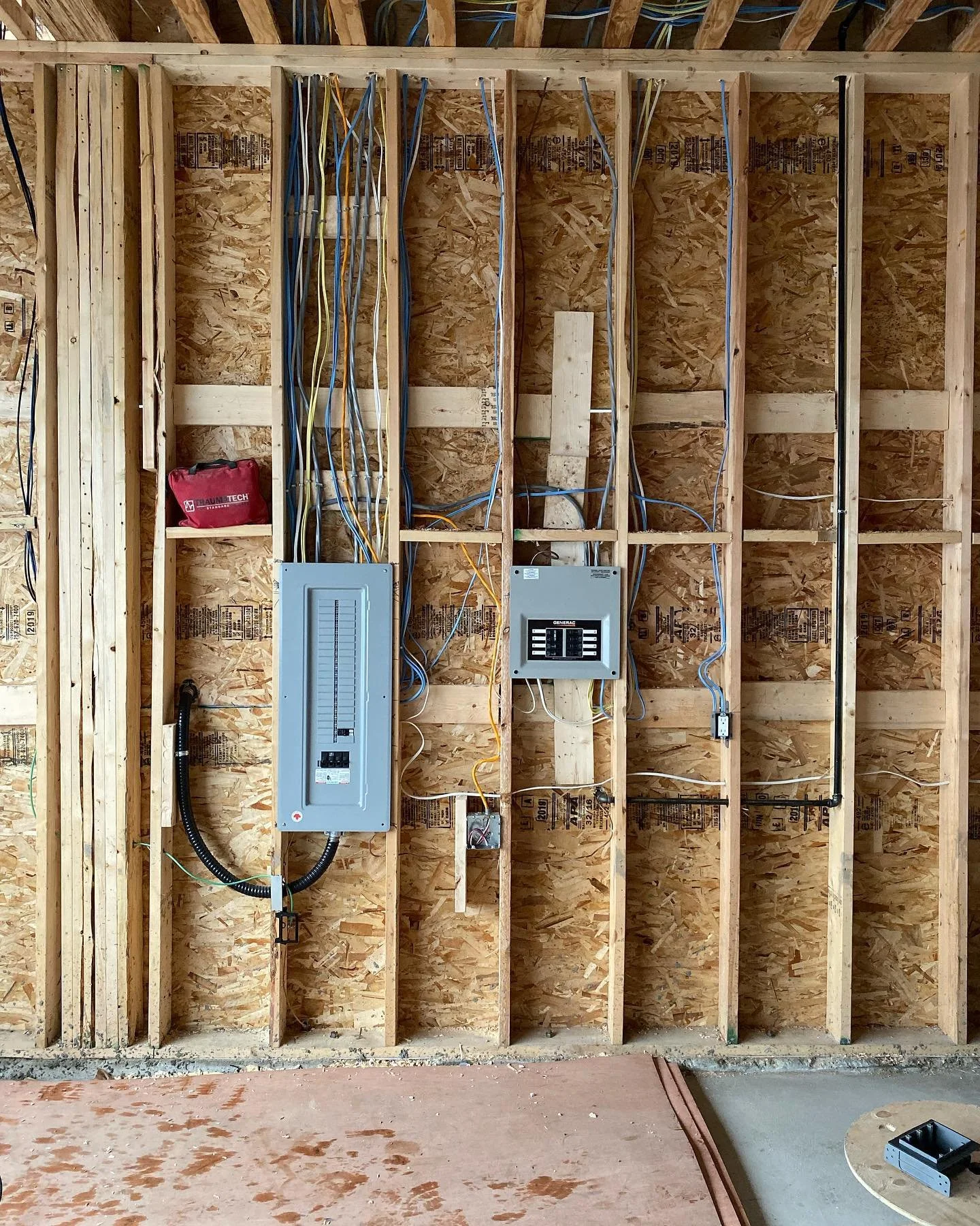 Rough-in wiring and electrical layout detail