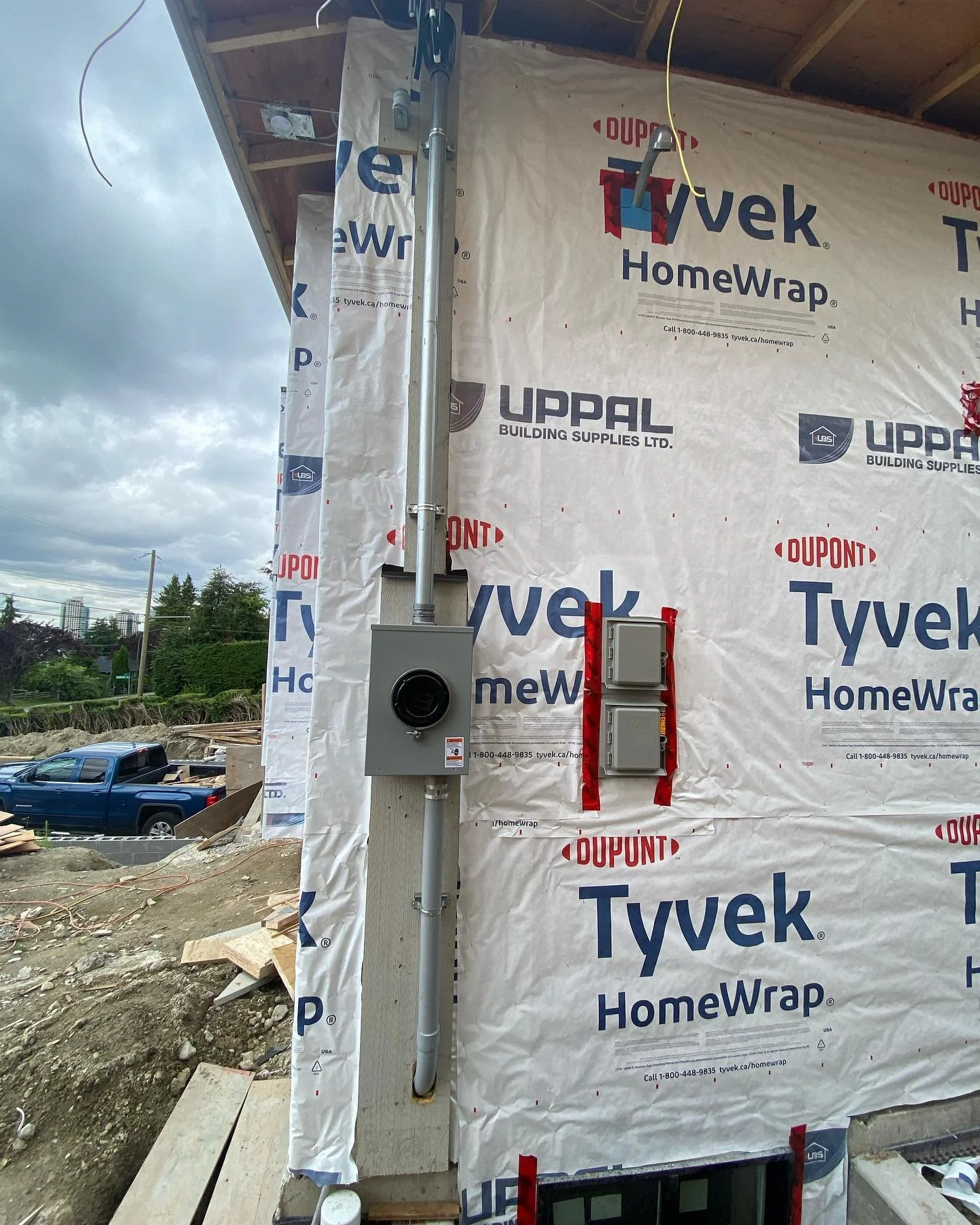 New residential construction project receiving electrical service and panel planning by Hundel Electric