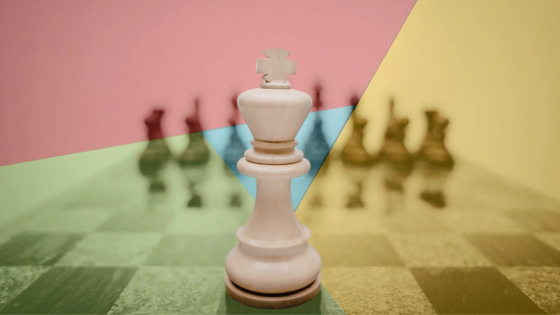 a king chess piece with Google company colors in the background