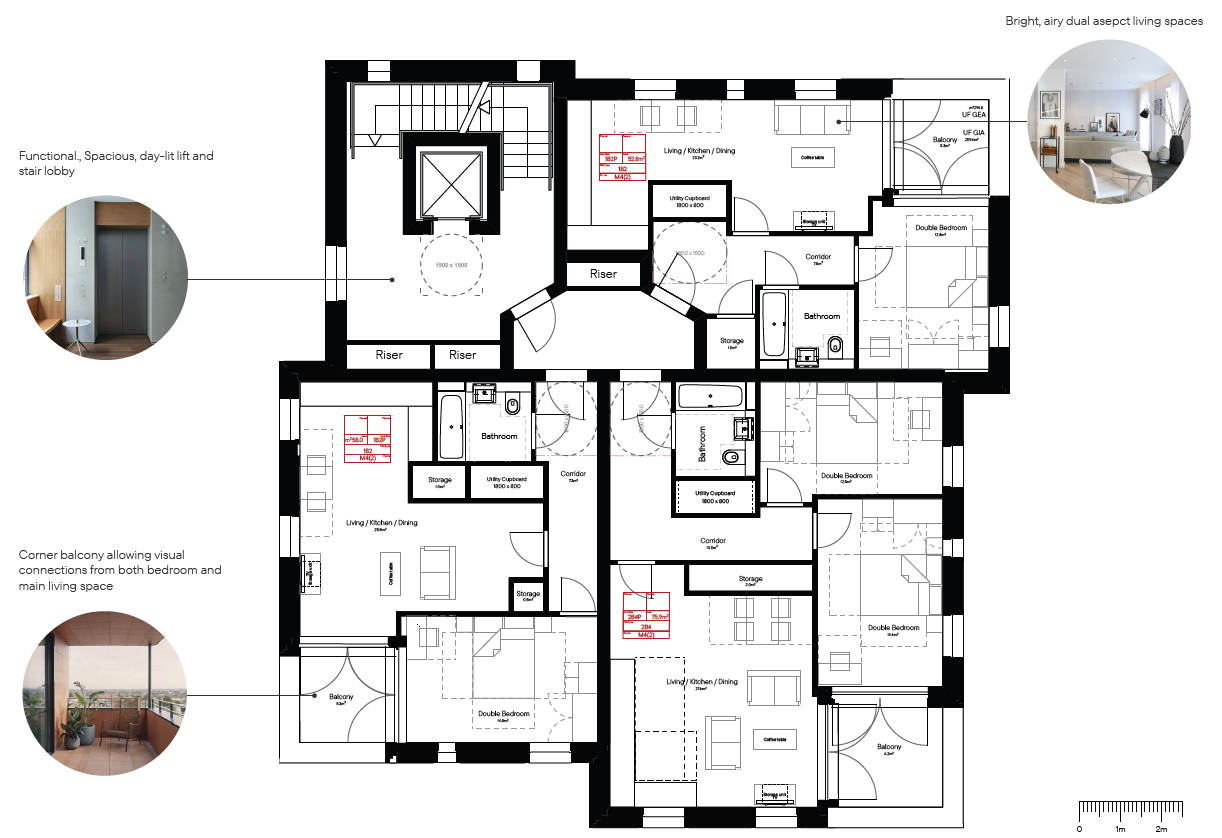 Proposed 1st-4th floor plans