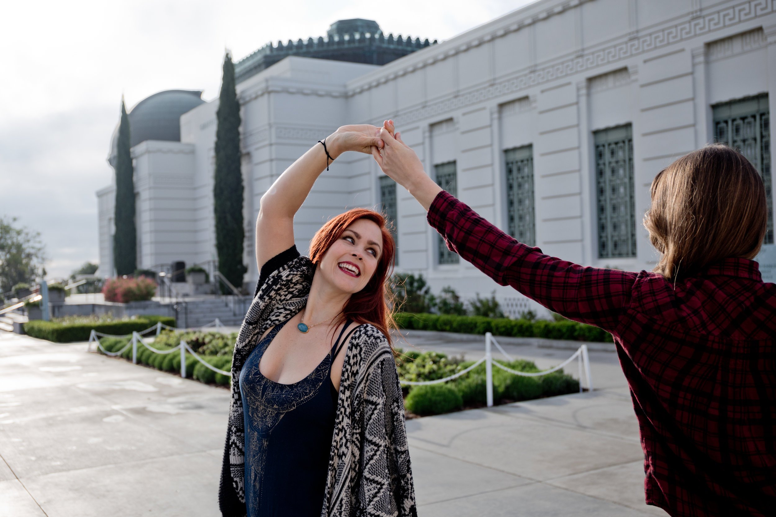 Courtney &amp; Tierney dancing in front of the Griffith Observatory in LA