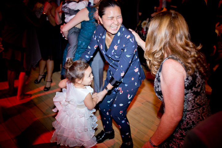 Parent and child dancing on the dance floor