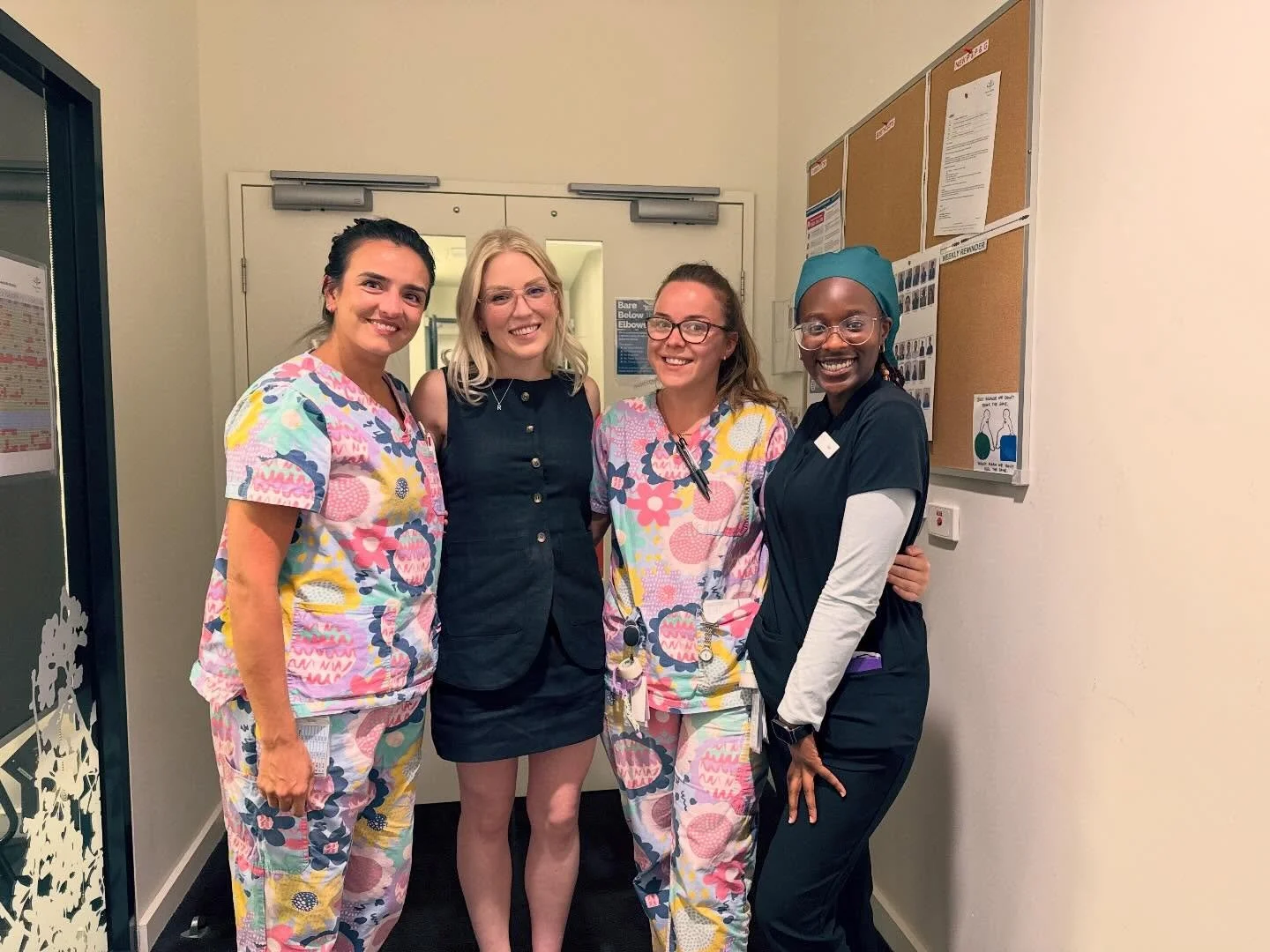 This is exactly what Aulive is all about...

So happy I got to squeeze Aulive midwives Alex, Gwen, and Ese between shifts yesterday (Hannah we missed you)! 💛 We caught up on how they are getting on and heard how loved they are by their colleagues. 
