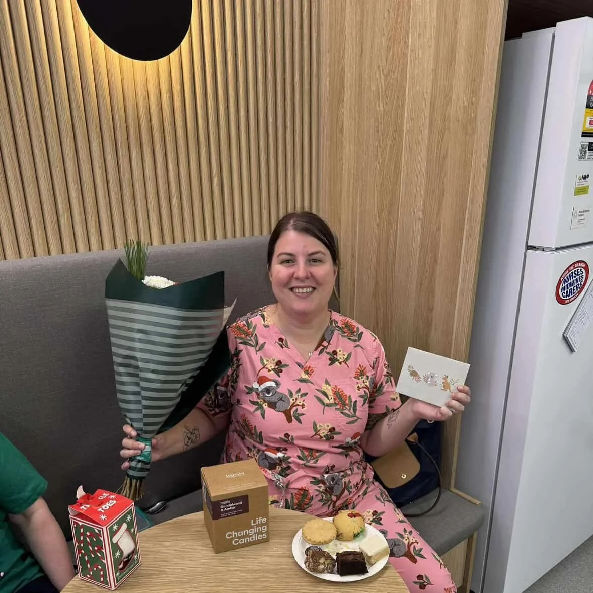 Fun scrub Sundays, featuring Aulive midwife Maddy - those 🐨 😍