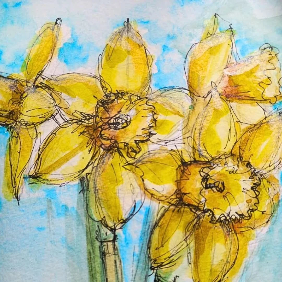 Poster advertising Mindful Watercolour Painting Workhshop at Cramond Kirk Book online