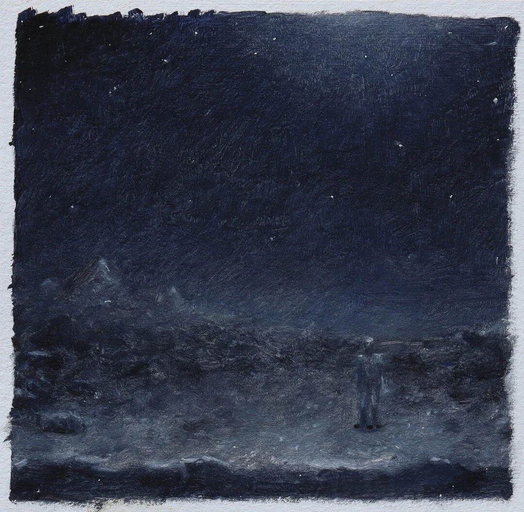 'moonlit' study 
oil on paper 2021
3&quot; X 3&quot; 

oil and graphite studies for a large painting that I'm currently working on &lt;3

#art #oilpainting #sketch