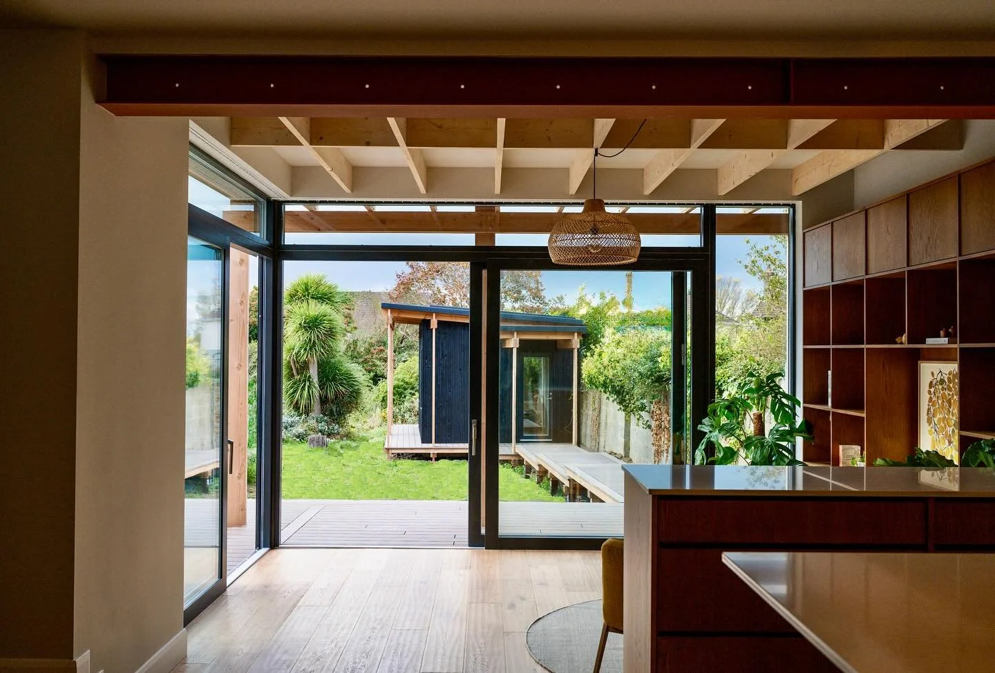 One of my favourite views from inside our 1960s bungalow project - love how the design connects indoors to out.

📐 - @thearchitects.ie 
👷🏻&zwj;♂️ - @lmd_build 
🪚 - @brendankavanaghfurnitureltd 
📸 - @johnny.mallin