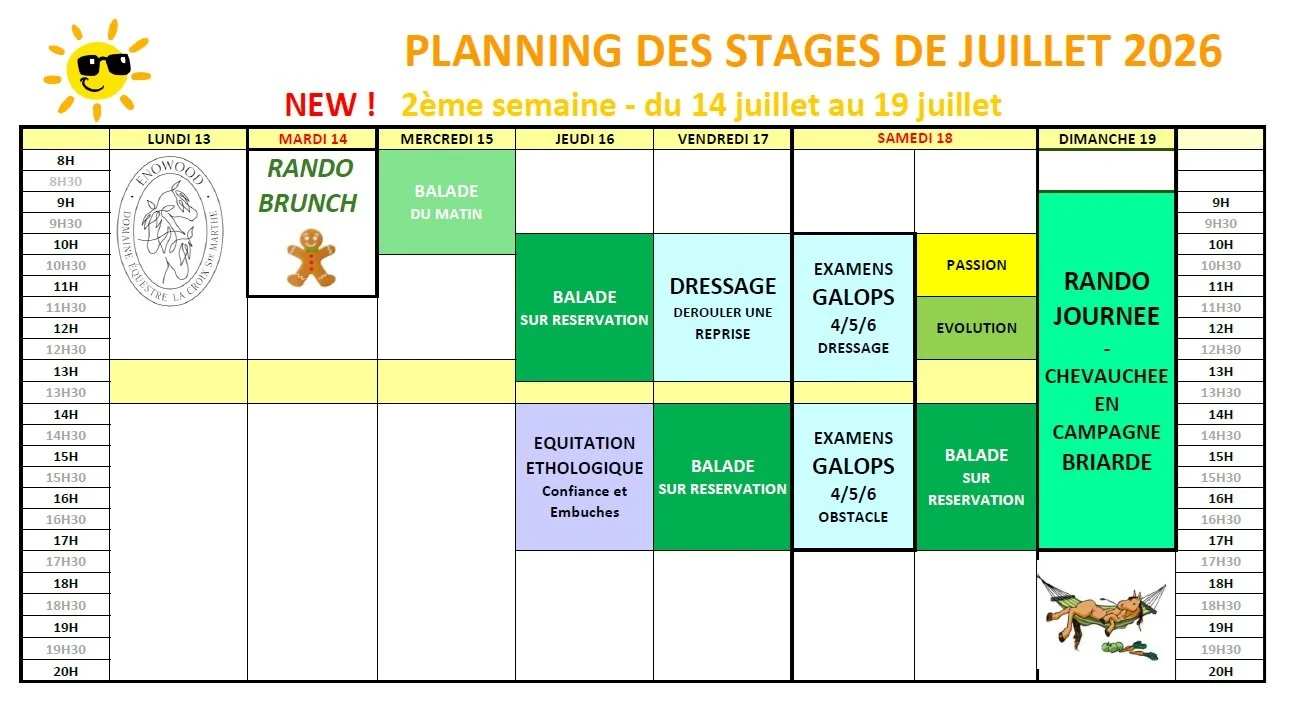Stages d'été - Juillet - Semaine 2
