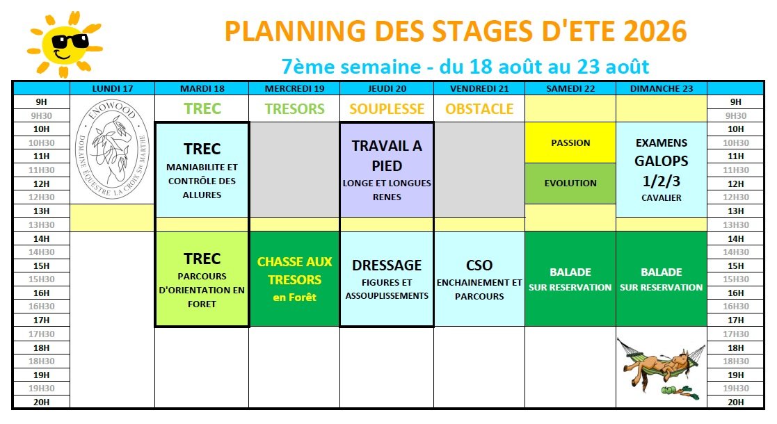Stages d'été - Août - Semaine 7