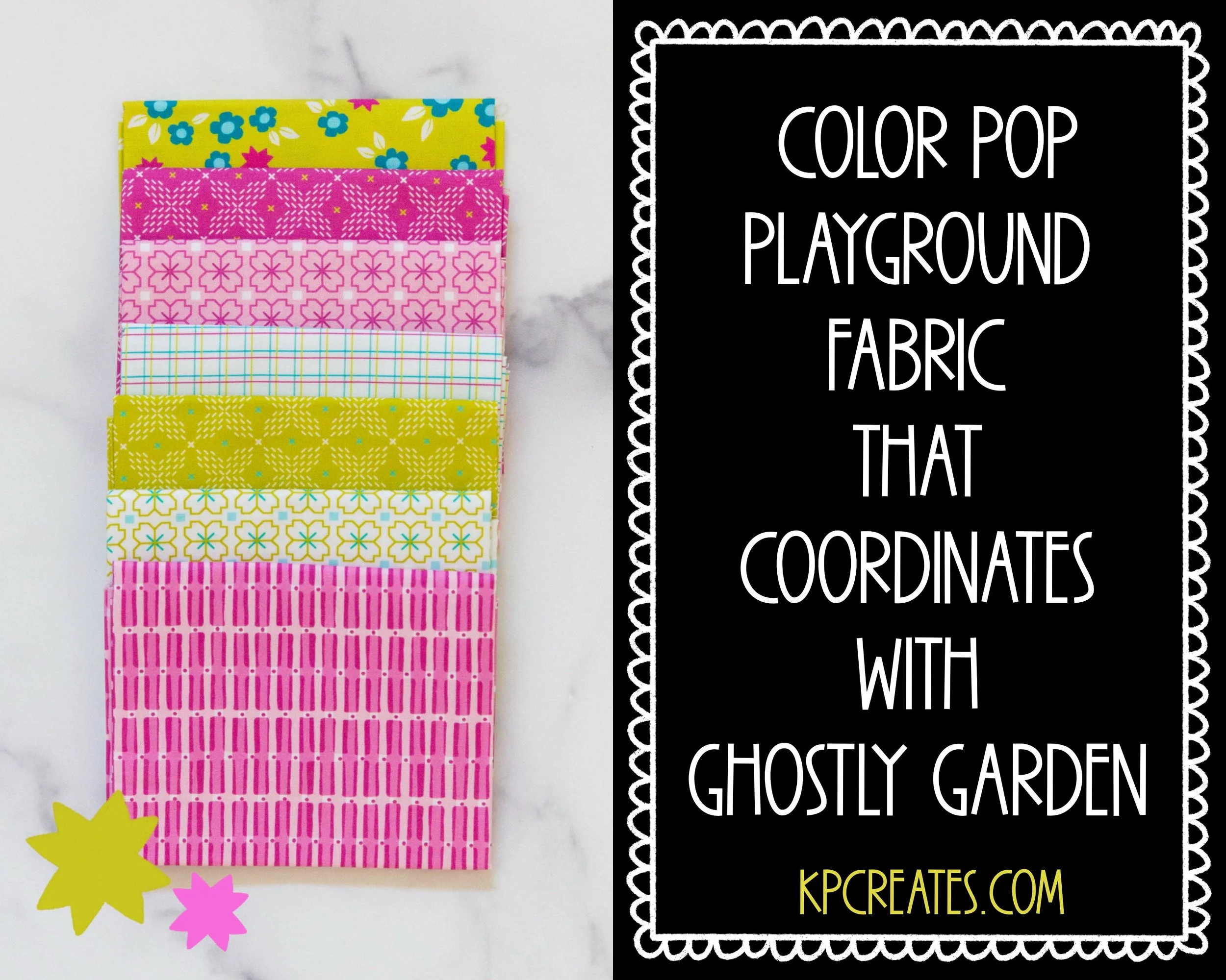 mixing ghostly garden + color pop playground fabric