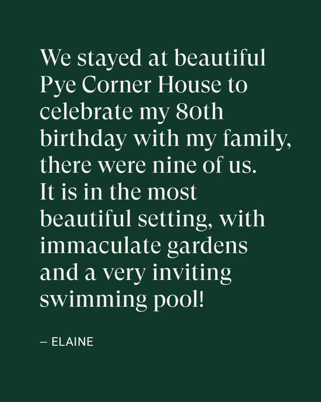 Lovely feedback from wonderful guests. Pye Corner House is the perfect place for families to come together and celebrate life&rsquo;s special milestones, with every convenience on your doorstep for every generation.
.
.
.
.
#cotswoldsstay  #luxuryren