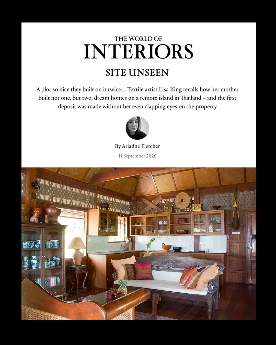 Our sister properties @baanrailei have been featured on @theworldofinteriors and we couldn&rsquo;t be prouder.

Both Baan Railei and Pye Corner House were designed and curated by our mother, Farida. With her discerning eye, a deep love of craftsmansh