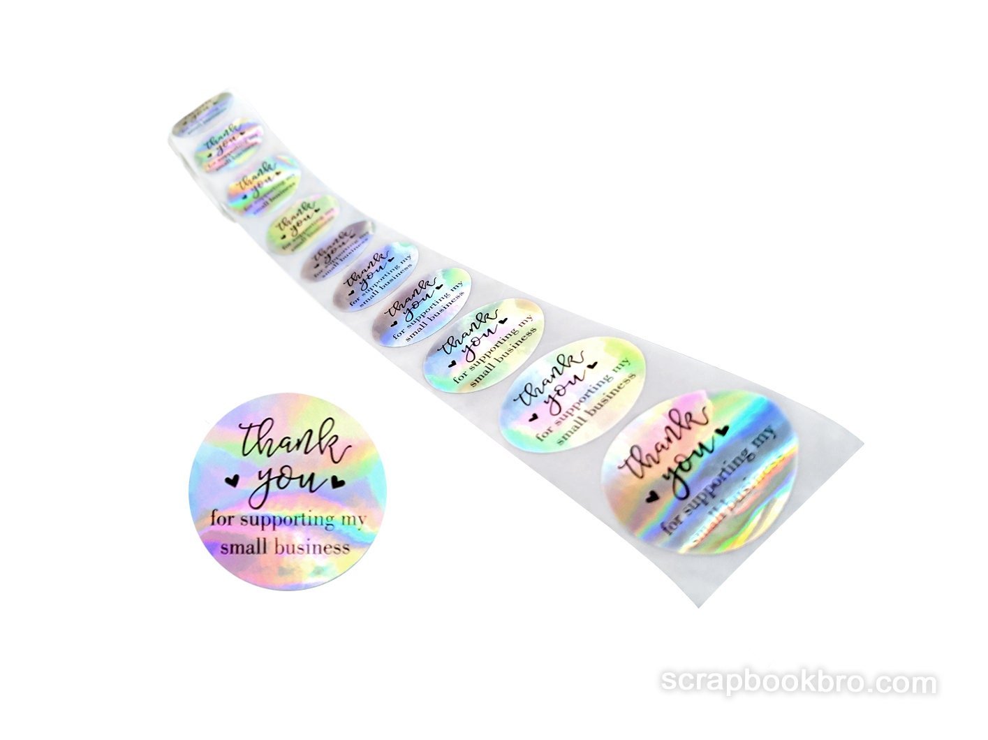 3.8cm Holographic Thank You For Supporting My Small Business Stickers Labels Large Round For Crafts Paper Gift Envelopes Seals