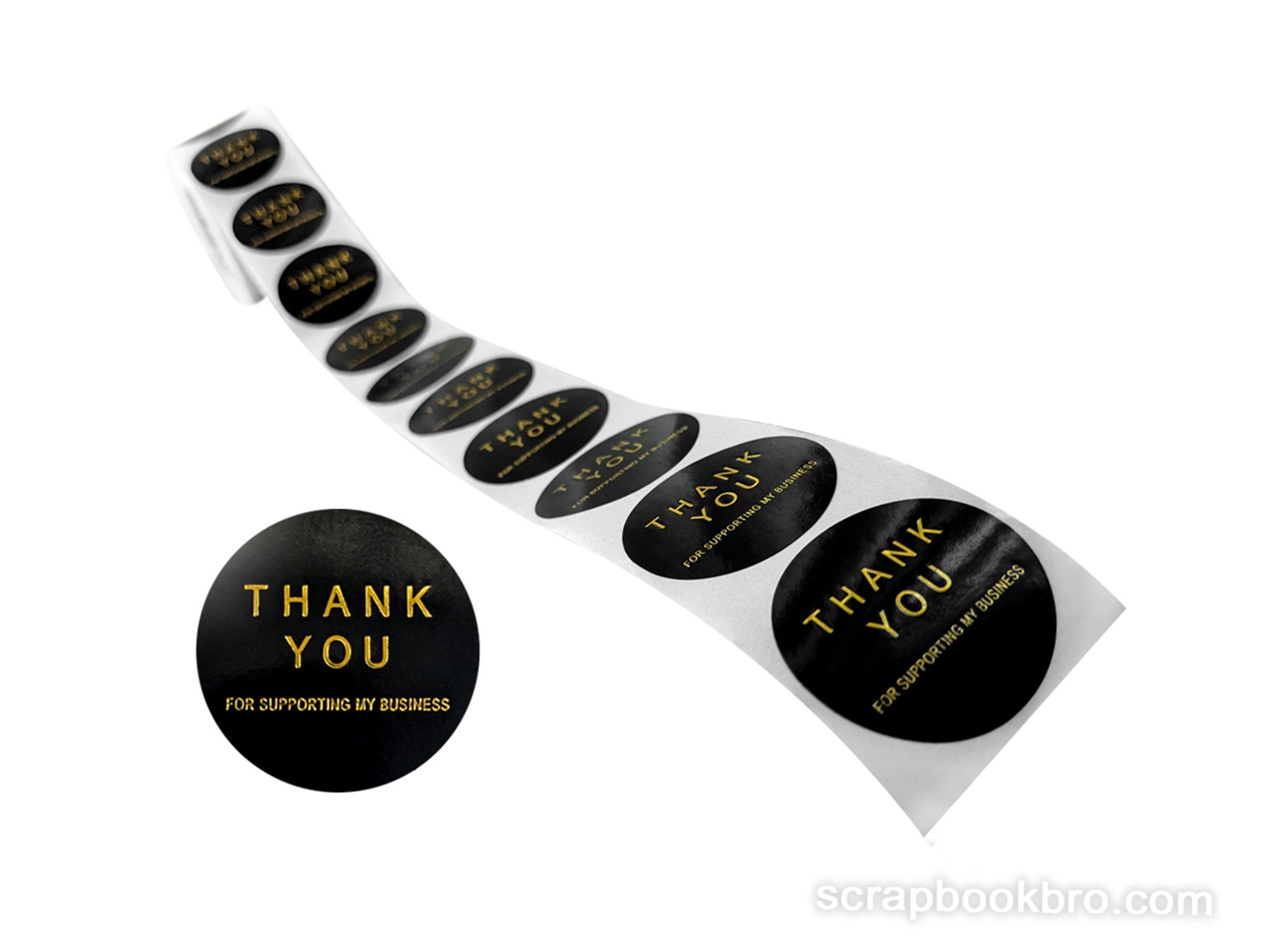 3.8cm Thank You For Supporting My Business Stickers Labels Large Round For Crafts Paper Gift Envelopes Seals Black and Gold