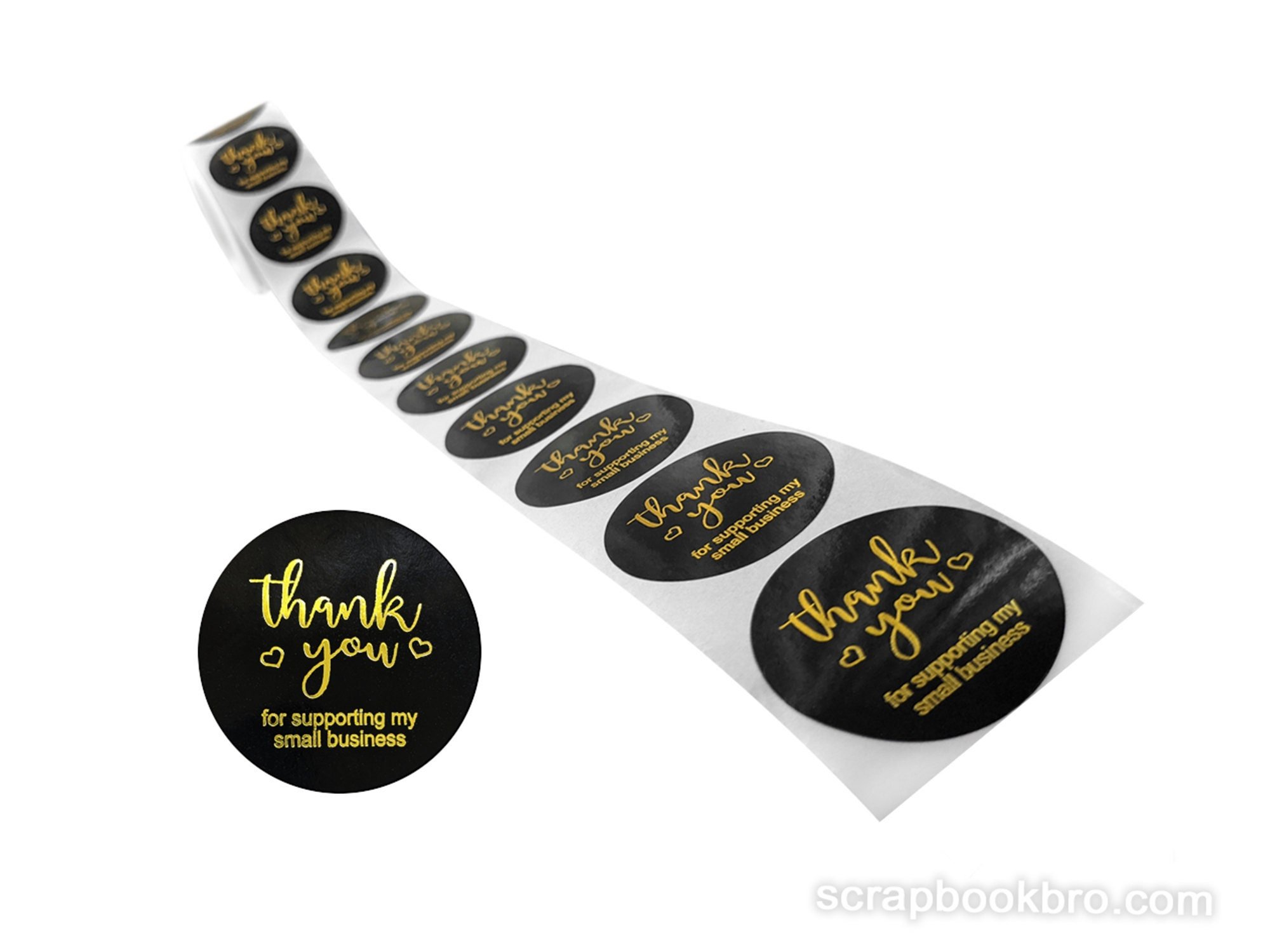 3.8cm Thank You For Supporting My Small Business Stickers Labels Large Round For Crafts Paper Gift Envelopes Seals Yellow and Black