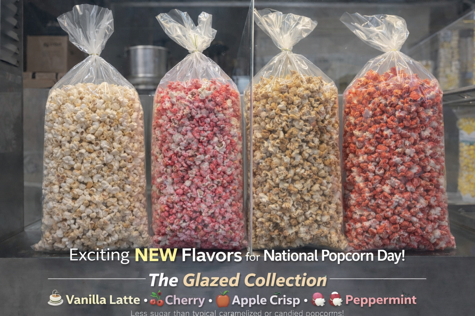 The  Glazed Collection. Crispy Flavors with Less Sugar for Eat-It-By-The-Handful Poptique Gourmet Popcorn deliciousness