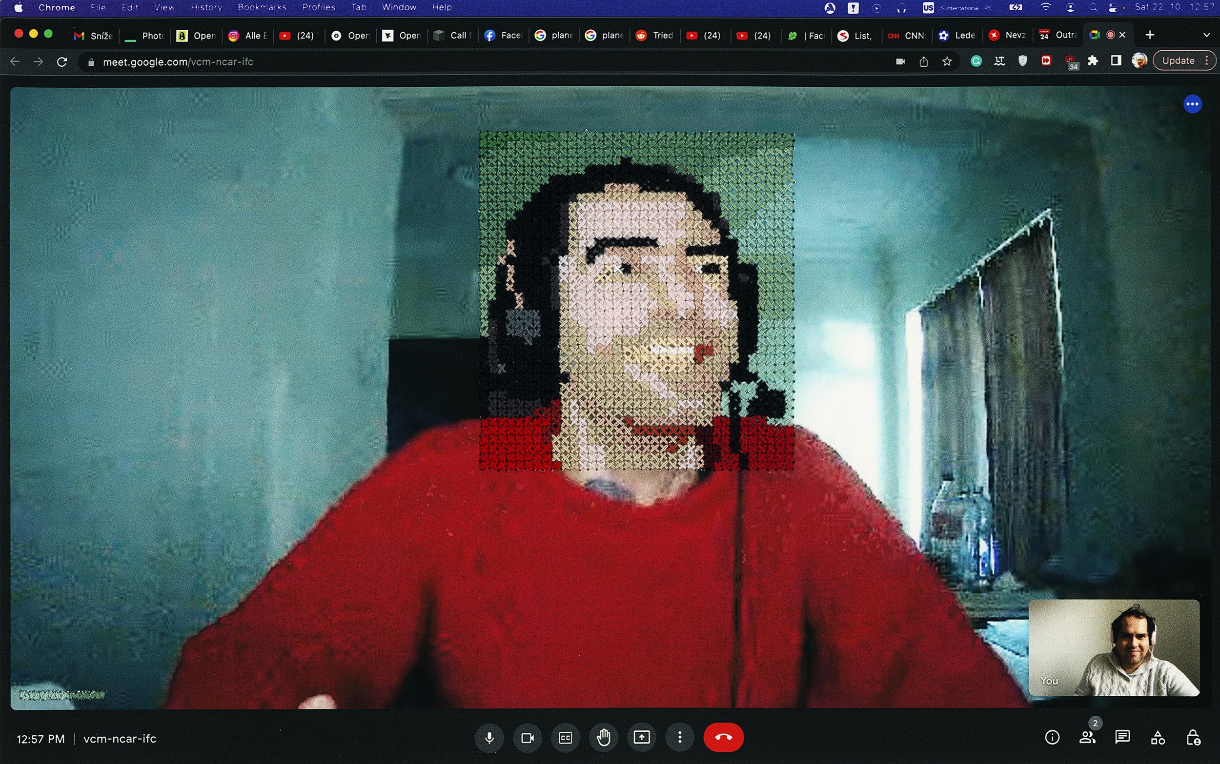 Dany Vigil | Collect call | 9"x6"in | Photo embroidery (Screenshot)