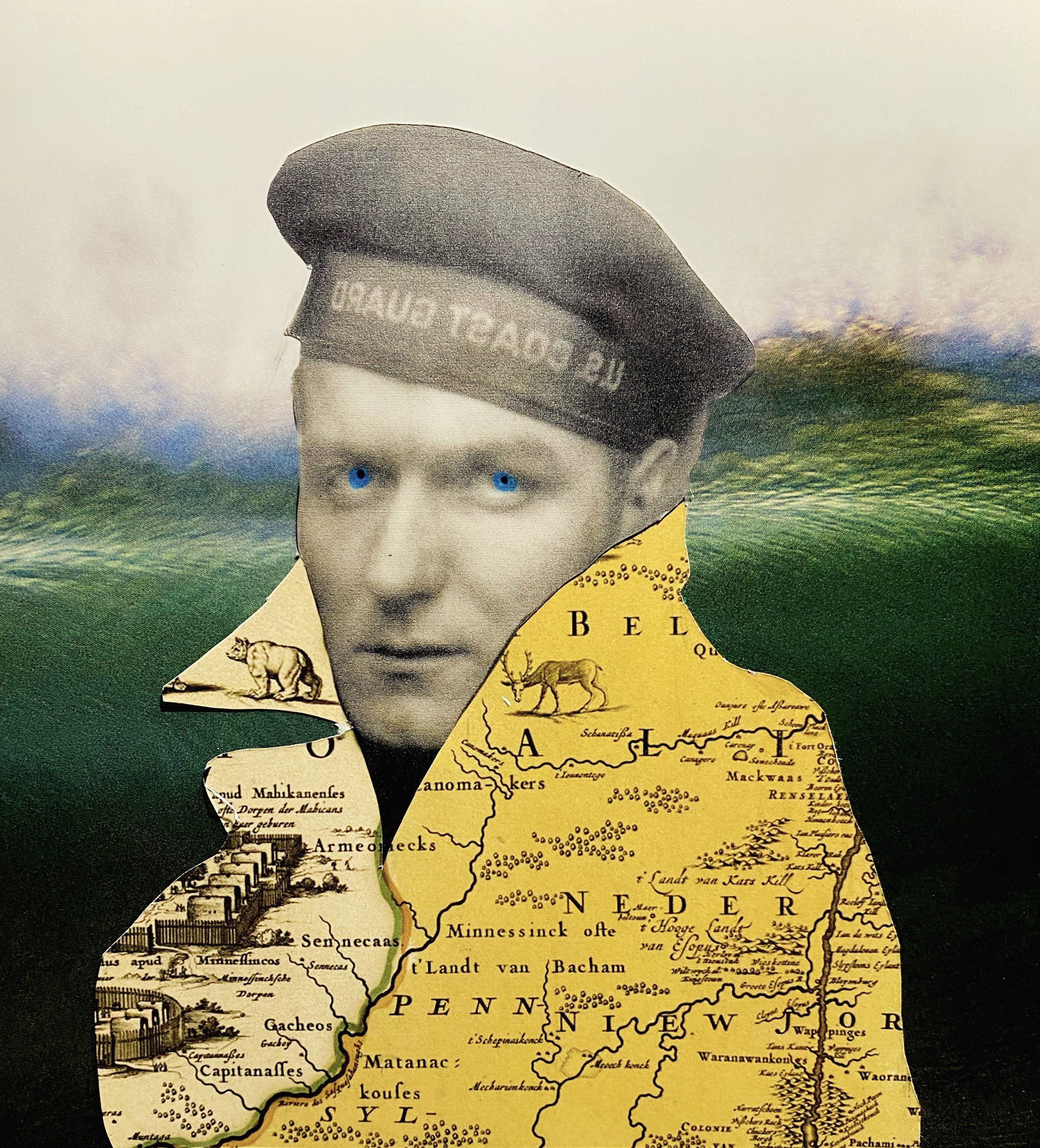 Ann Hicks | The Sailor | 9" x 8" in | Paper and map