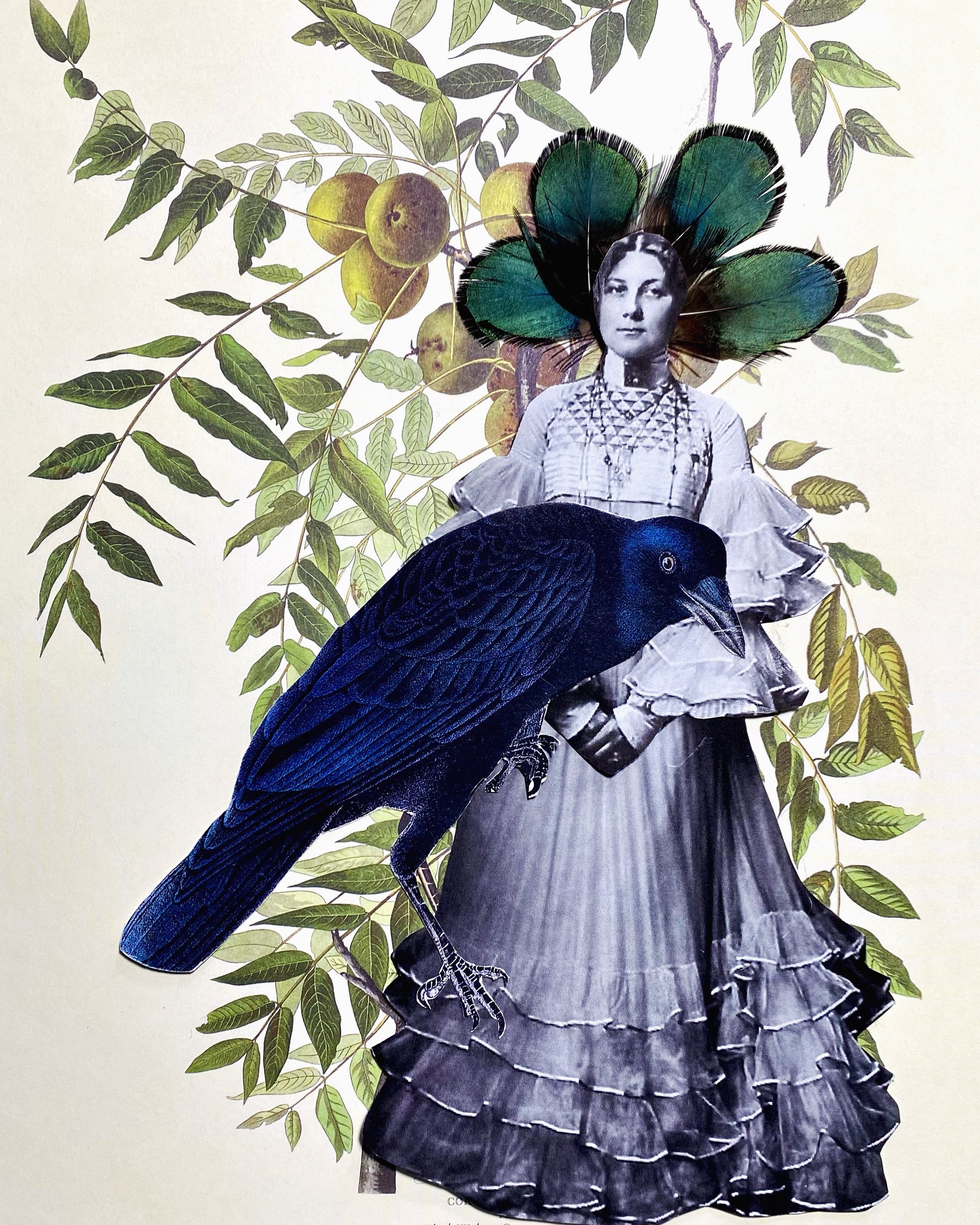 Ann Hicks | The Bird Lady | 8" x 10.75" in | Paper and feathers