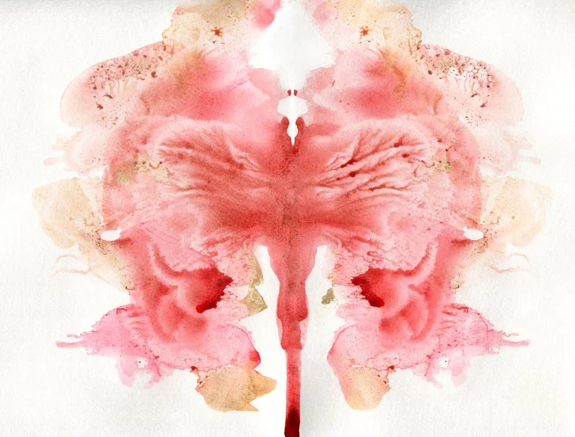 Image is of a ink blot of reproductive organs. This image relates to women navigating perimenopause who are experiencing anxiety and stress. 