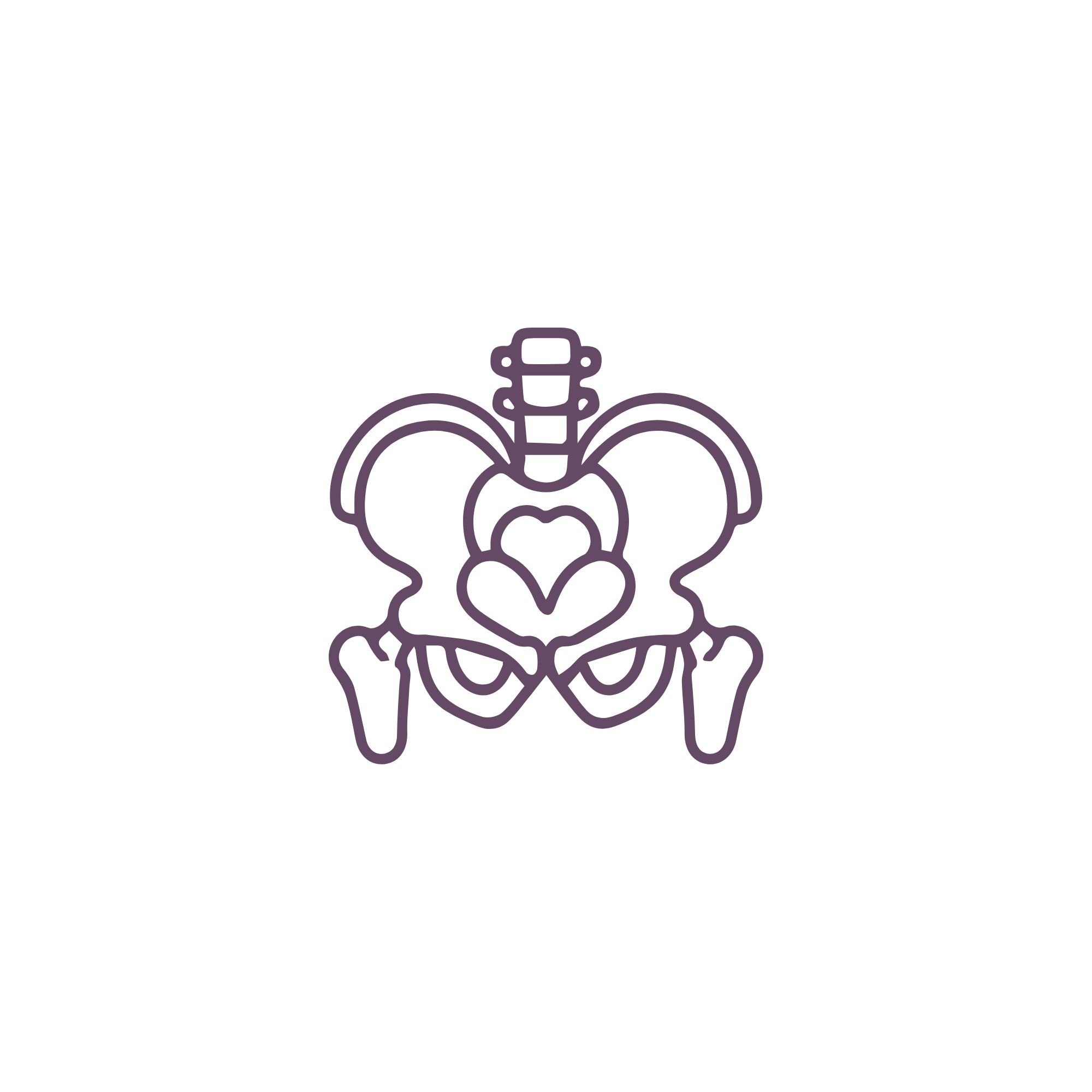 A simple line drawing of a leaf in purple within a white circle.
