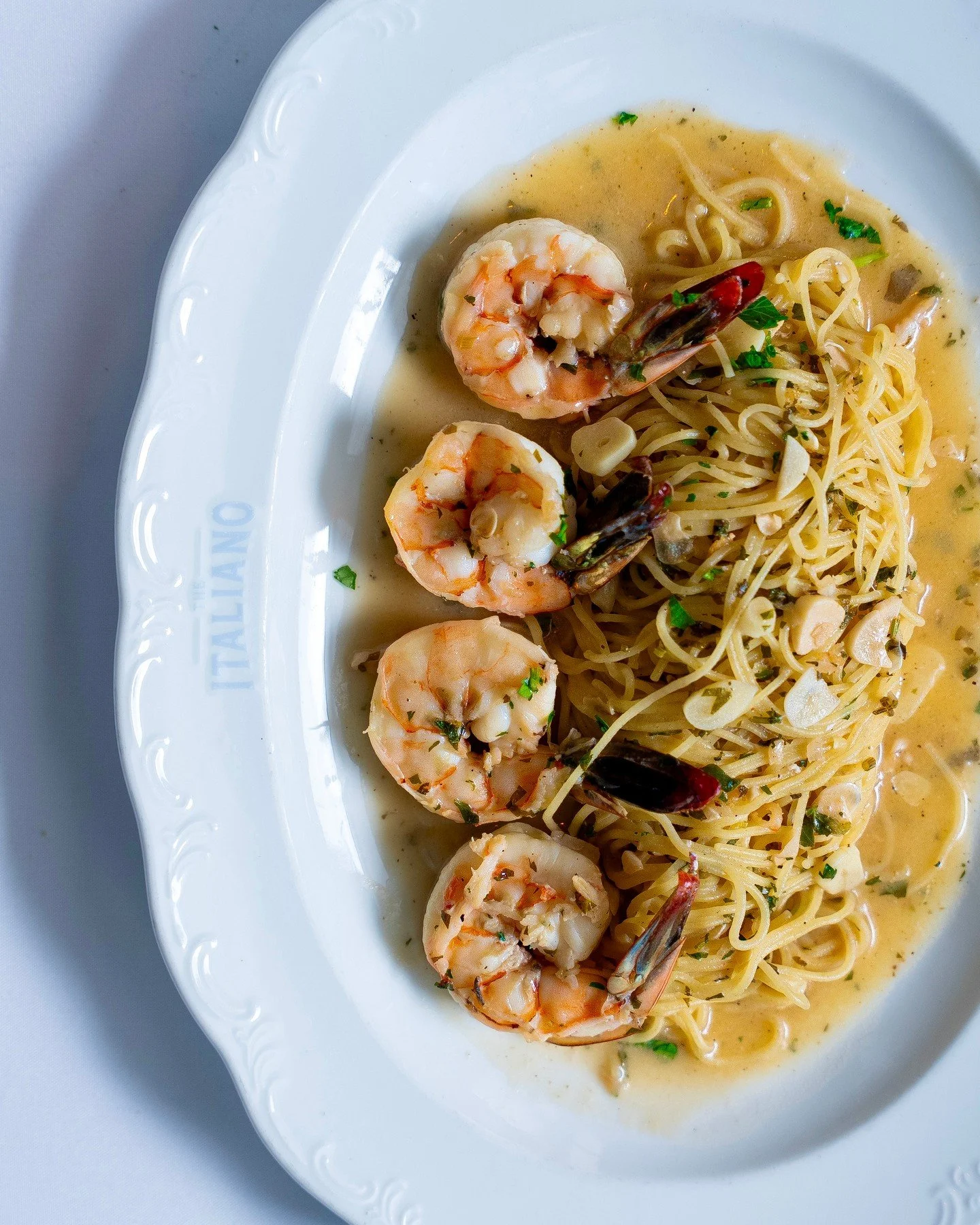 Light, bright, and made for summer 🍋🍤 Capellini &amp; Shrimp with roasted garlic and a lemon wine caper sauce