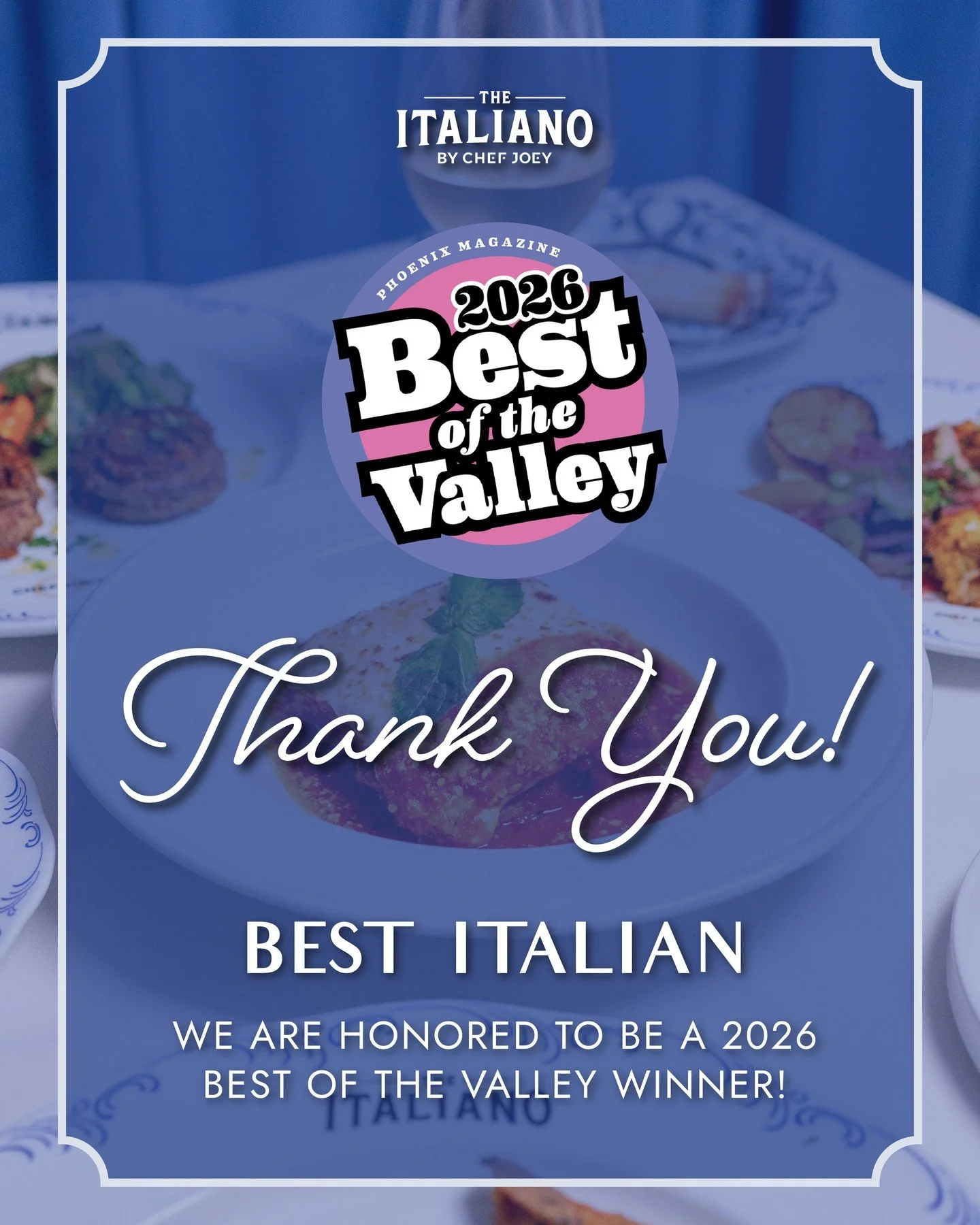 We couldn't be more honored ❤️⁠
⁠
Thank you, Arizona, for voting us Best Italian Restaurant, Best Piano Bar, and Best Tiramisu in Best of the Valley 2026!⁠
⁠
To our guests, team members, and community, thank you for your support. We couldn't do it wi