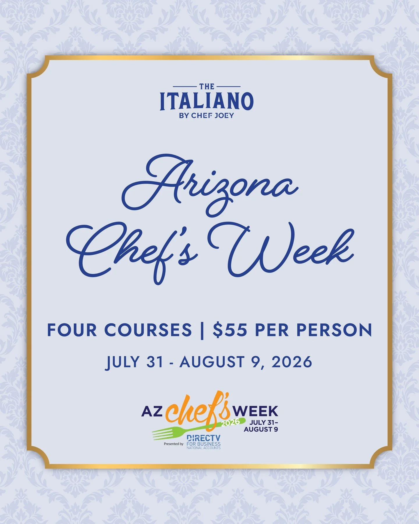 Join us for Arizona Chef&rsquo;s Week and enjoy a four-course Italian dining experience curated with some of our most-loved dishes 🍝⁠
⁠
From Short Rib Lasagna and Lobster Ravioli to Cannoli Sigaretti and Rainbow Cookies, every course is worth savori