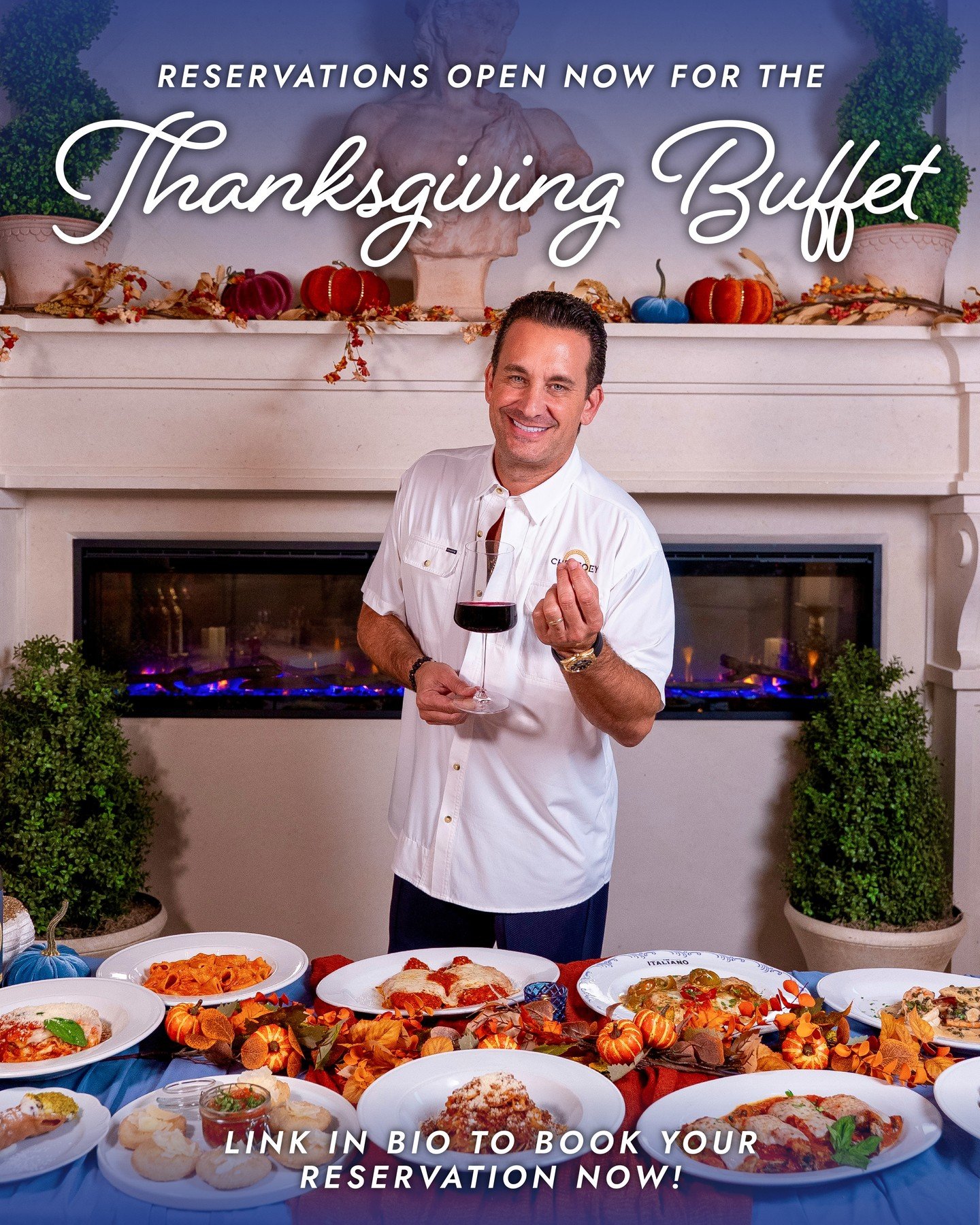 This Thanksgiving, gather around Chef Joey&rsquo;s table at The Italiano. 🍂🍷⁠
⁠
Enjoy a holiday buffet featuring Italian classics, Thanksgiving favorites, and desserts, with plenty for everyone to discover.⁠
⁠
📅 November 26, 2026⁠
🕚 First seating