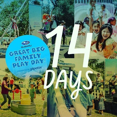 The countdown is on! Are you joining us for @subaru_usa @greatbigfamilyplayday presented by @pipettebaby in TWO weeks on Sunday June 26th in Ingram Plaza at Liberty Station!  Stay tuned as we reveal all the fun you&rsquo;ll be having from activities 