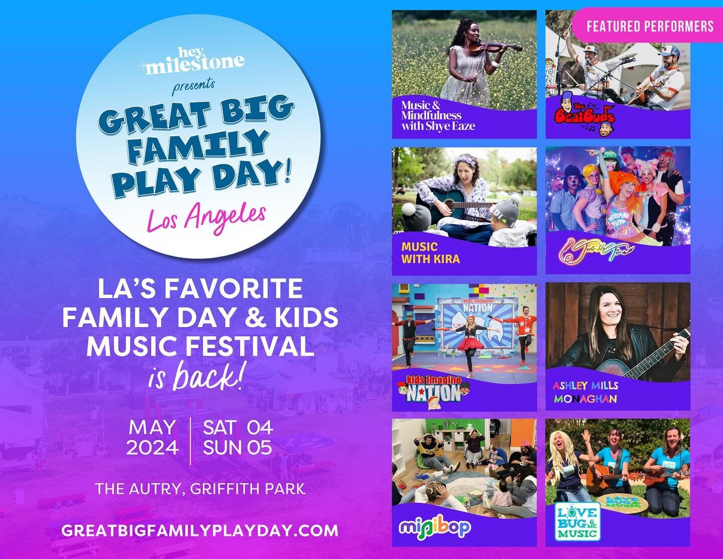 It&rsquo;s not a Great Big Family Play Day without the MUSIC!! 🎶 

This year, your favorite acts return to the @greatbigfamilyplayday stage for TWO DAYS (May 4th &amp; May 5th) of excitement, laughter, and endless entertainment plus all new shows an