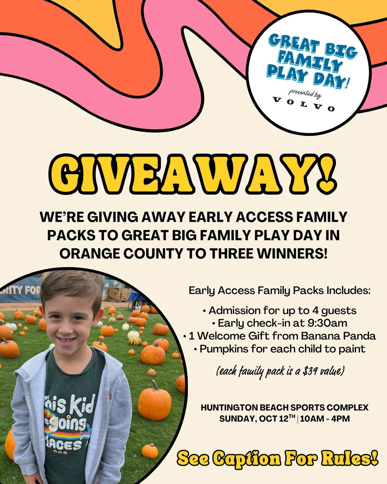 🎉 GIVEAWAY TIME! 🎉 We are giving away THREE of our limited Early Access Family Packs to @greatbigfamilyplayday (presented by @volvocarusa) in Orange County!

Each winner will receive on Early Access Family Pack (valued at $39.19) which includes:

?