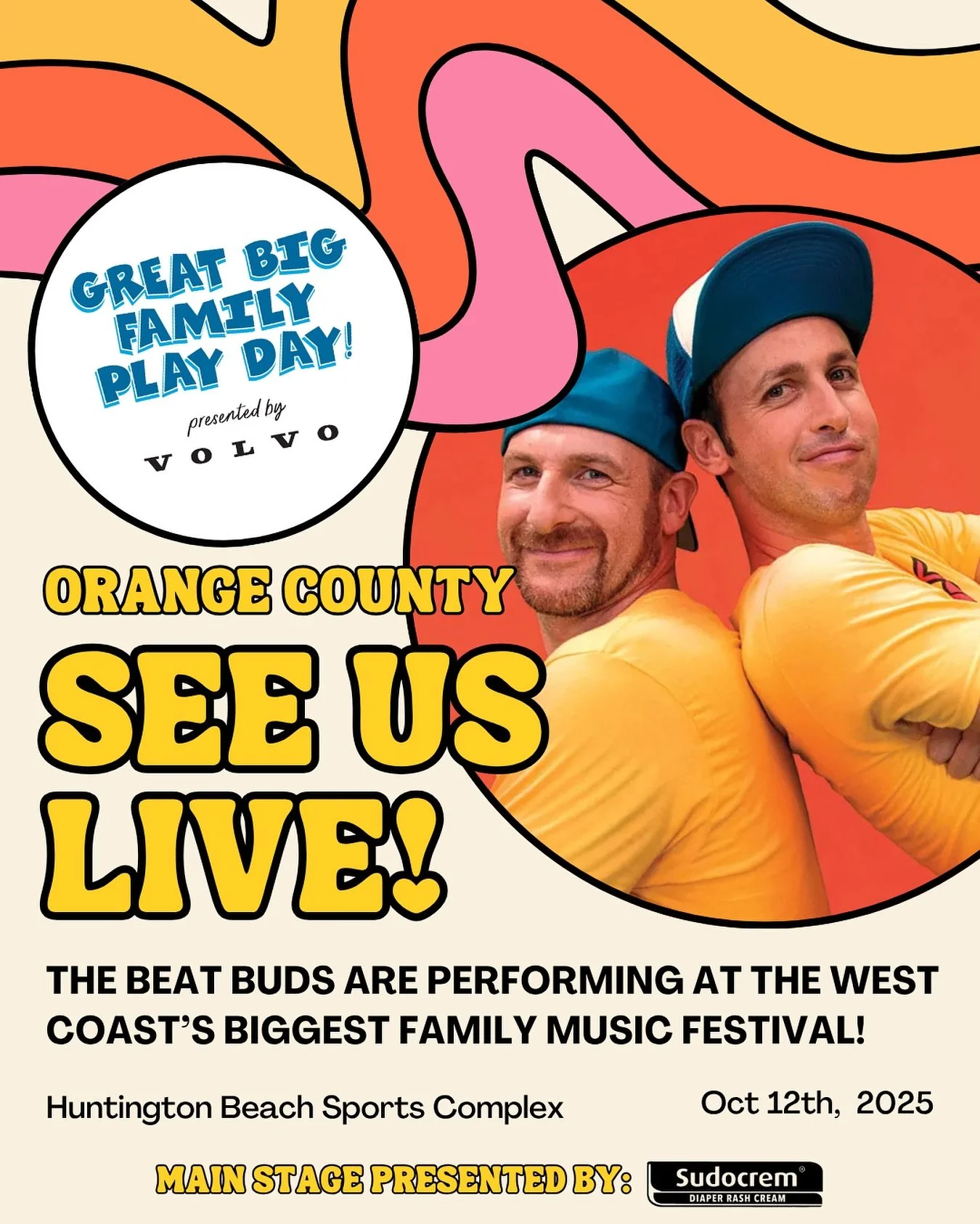 LET&rsquo;S JAM! 🎶🎸🥁&nbsp;@thebeatbuds&nbsp;are returning to&nbsp;@greatbigfamilyplayday&nbsp;(presented by&nbsp;@volvocarusa) in Orange County on October 12th!! 🎉

The &lsquo;Buds create children&rsquo;s music with a contemporary sound that the 