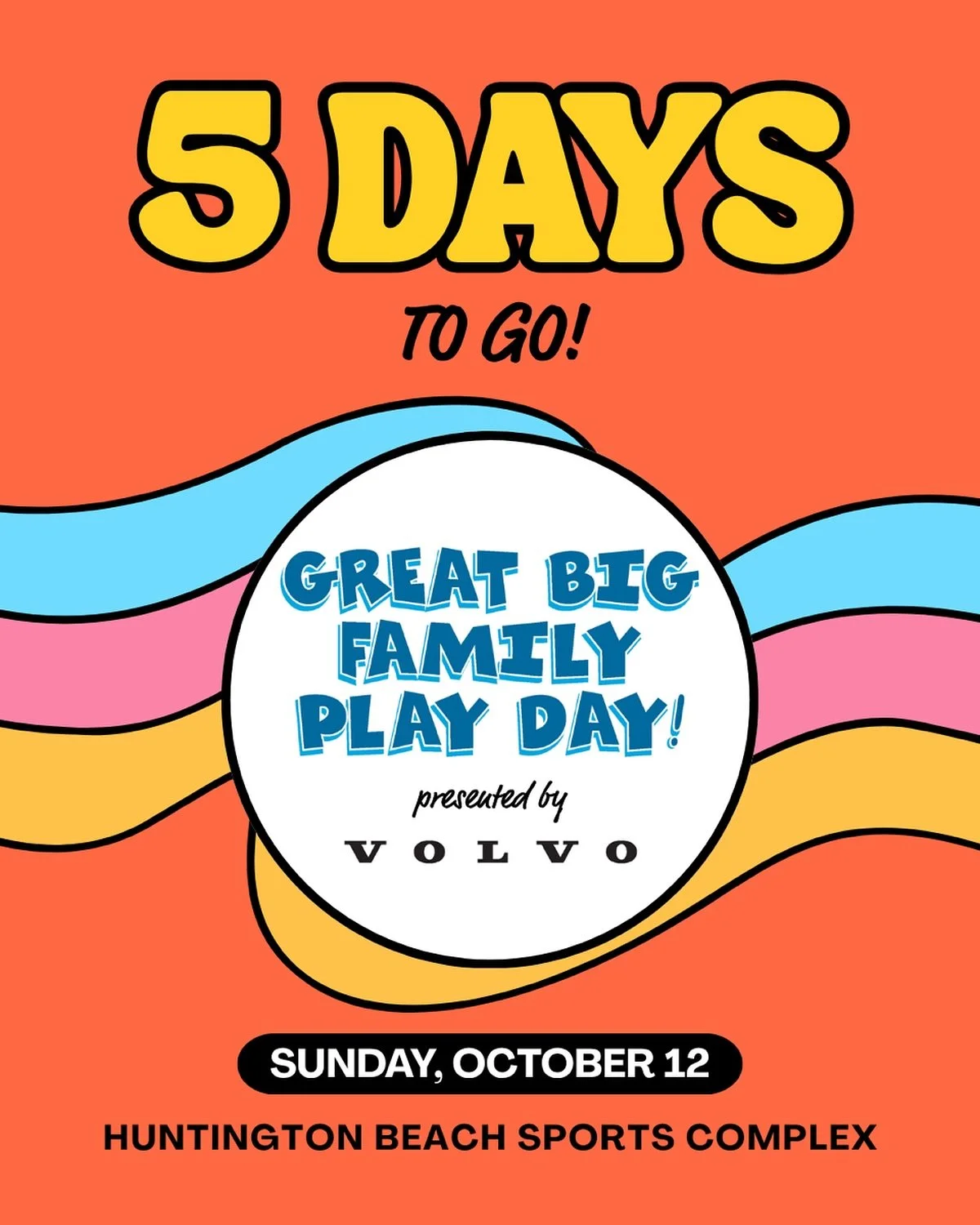 🎉5 DAYS TO GO! Got weekend plans for the fam? You do now 😉

@greatbigfamilyplayday (presented by @volvocarusa) hits Orange County this Sunday, Oct. 12th at the @hbsportscomplex. It&rsquo;s the ultimate family festival you don&rsquo;t want to miss!
