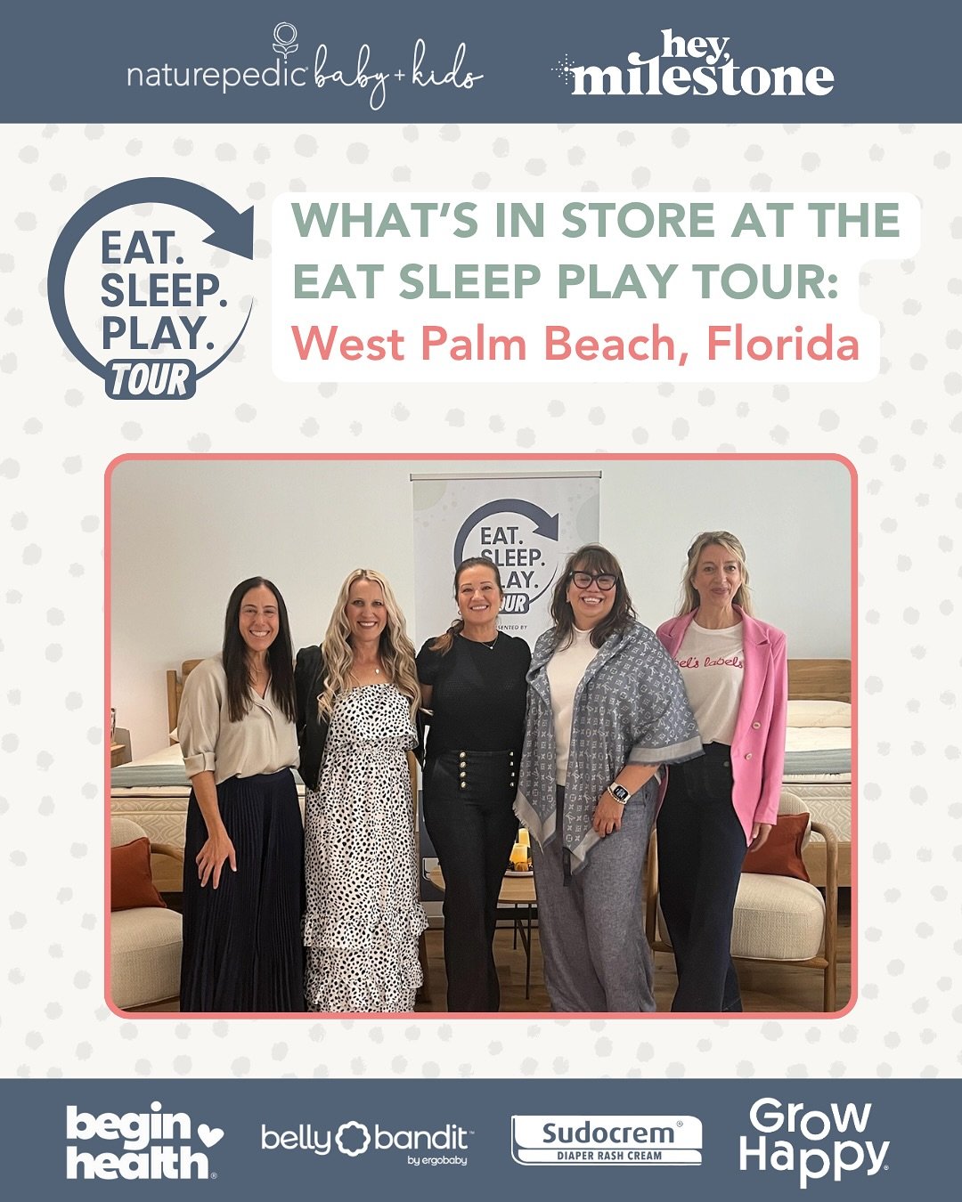 Only TWO stops left on the @eatsleepplaytour! 🎉 Next up ➡️ serving the moms and families of West Palm Beach, FL! 🌴

Join us for a morning of empowering parents who are preparing for or are currently navigating baby&rsquo;s first year, where you&rsq