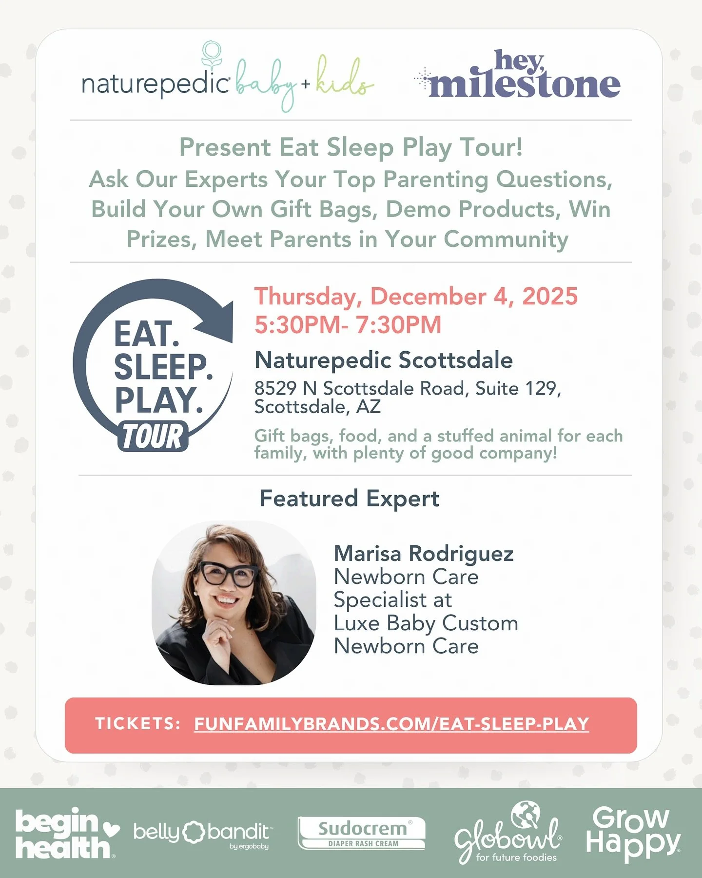 SAVE THE DATE for the FINAL STOP of the @eatsleepplaytour! 🎉 We&rsquo;re coming for you next, Scottsdale! ✈️🌵

We&rsquo;ve been all over the USA this year providing new and expecting moms with everything they need to thrive during baby&rsquo;s firs