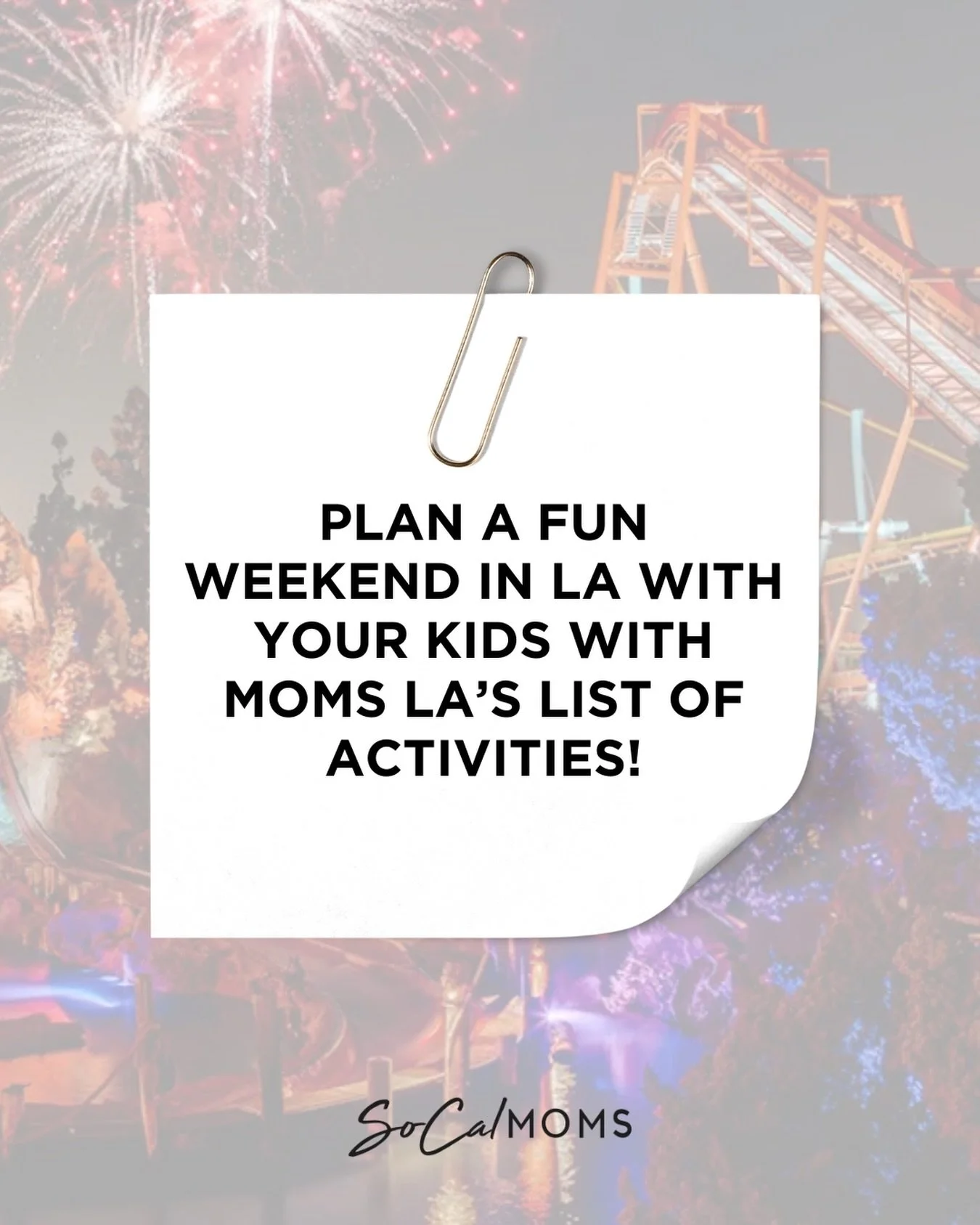 Your weekend plans just dropped! ⭐️ @momsla has a list of the best things to do with your kids in SoCal this weekend, November 21st-23rd, including:

Attend the 2025 Los Angeles Auto Show, see Disney&rsquo;s&nbsp;The Emperor&rsquo;s New Groove&nbsp;o