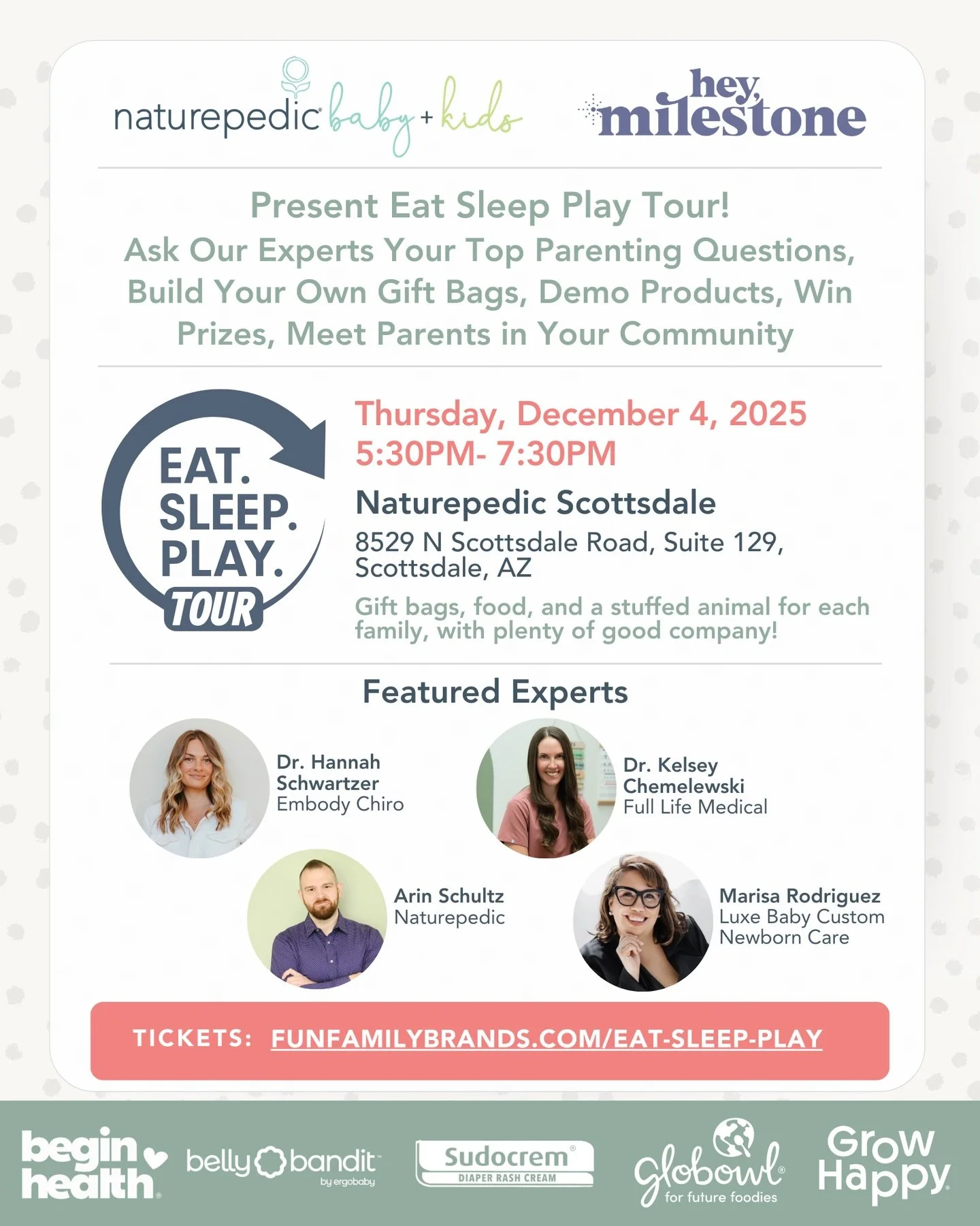 New parent stress loading? 😅 Let&rsquo;s fix that! 

New and soon to be parents are invited to join us at the final stop of the @eatsleepplaytour in Scottsdale, AZ on December 4th! 🍼🧸🎀💤

From all navigating all things newborn sleep safety and su