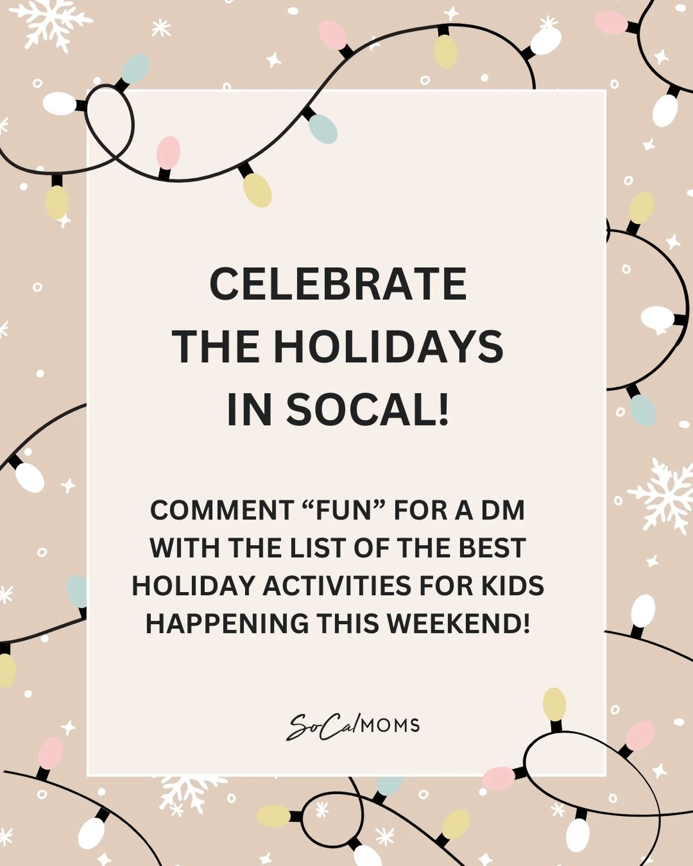 Looking for festive fun this weekend? 🎄✨ Our friends at @momsla just dropped their updated list of the best holiday activities for kids in LA! Comment FUN and we&rsquo;ll DM it right to you. 🎁
