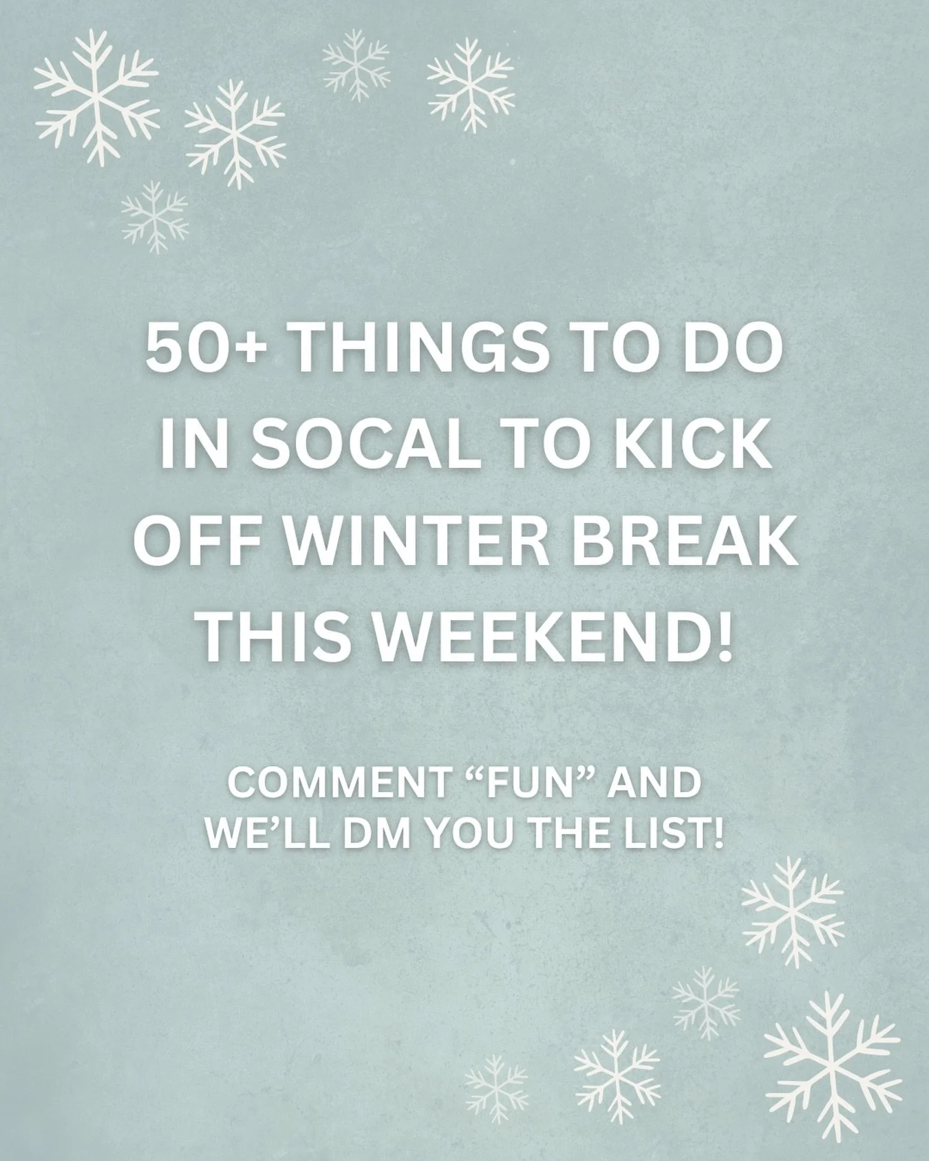 Winter break is almost here ❄️✨ and we&rsquo;ve got you covered! Our friends at @momsla just shared their list of 50+ things to do in SoCal to kick off winter break this weekend, from festive fun to family-friendly outings kids will love. 🎄🎉

Comme