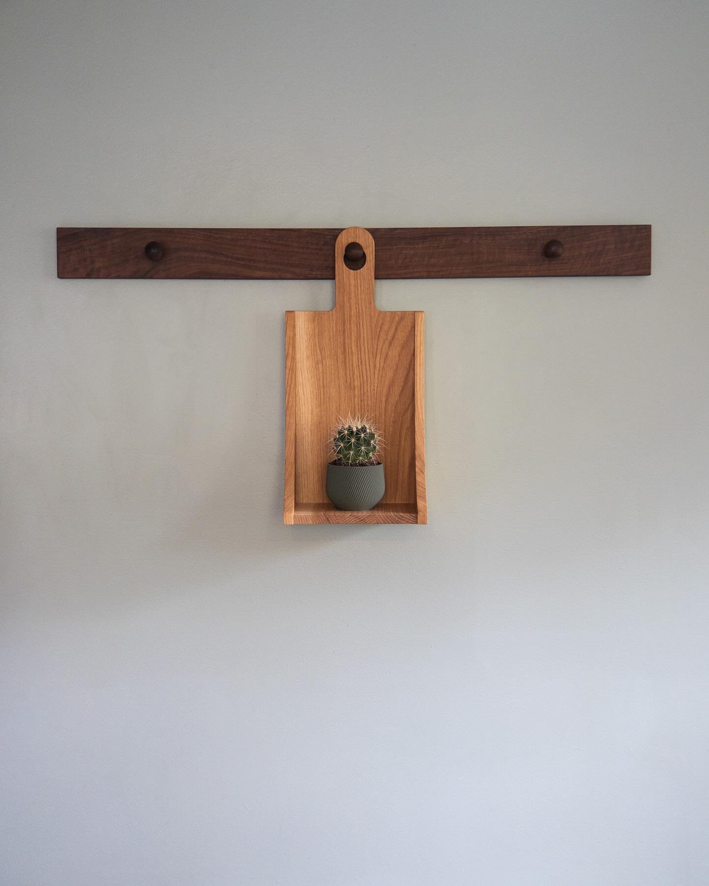 The Peggy Short Shelf is our first member of the Peggy Collection.

The Short Shelf hangs neatly on any wall hook, though particularly partial to the Peggy Pegboard, creating a perfect perch for your prized objects. Available in any of five wood spec