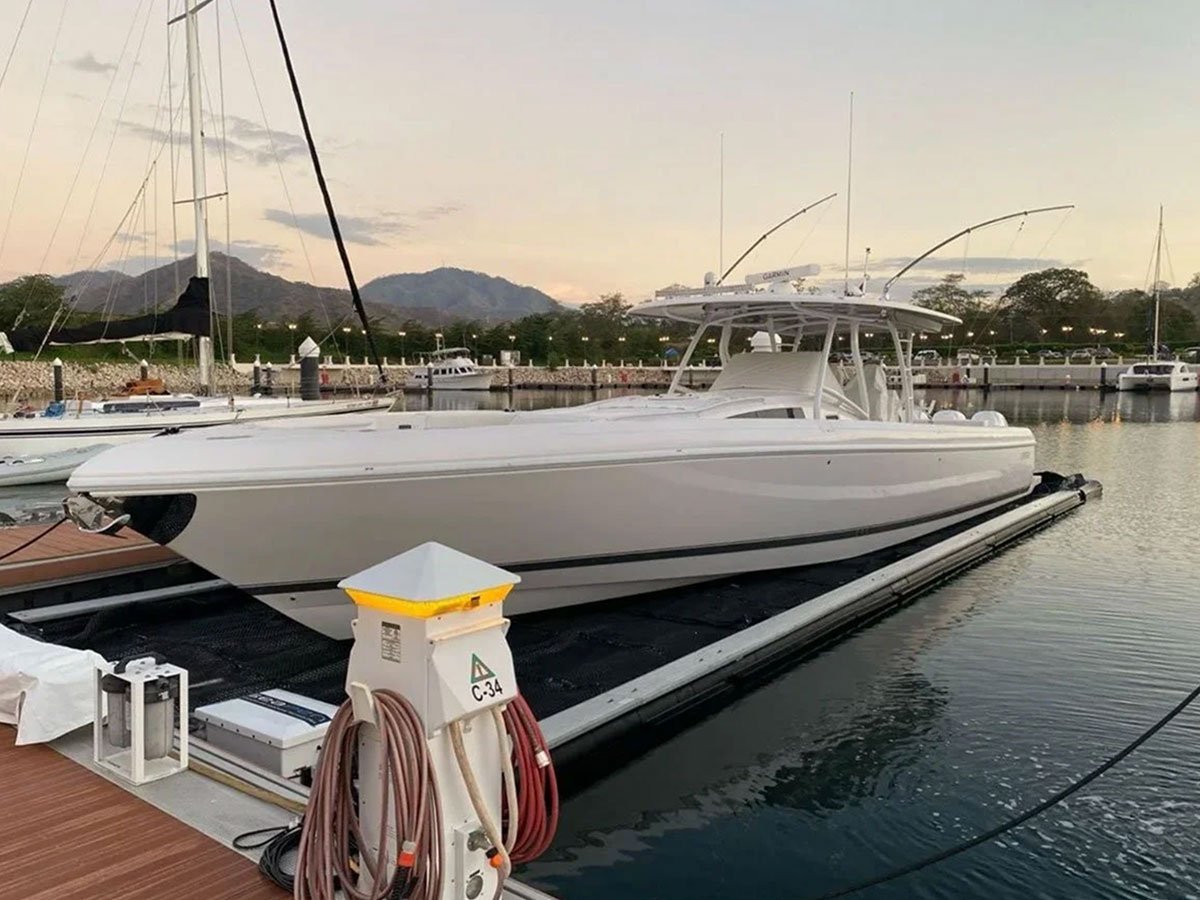 Solstice SeaPen Dry Dock  Center console boat installed in a Costa Rica marina.