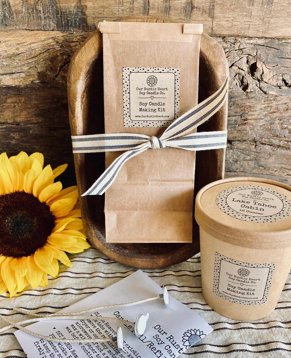 DIY Rustic White Wood Bowl Candle Making Kits — Our Rustic Heart Candle Co.